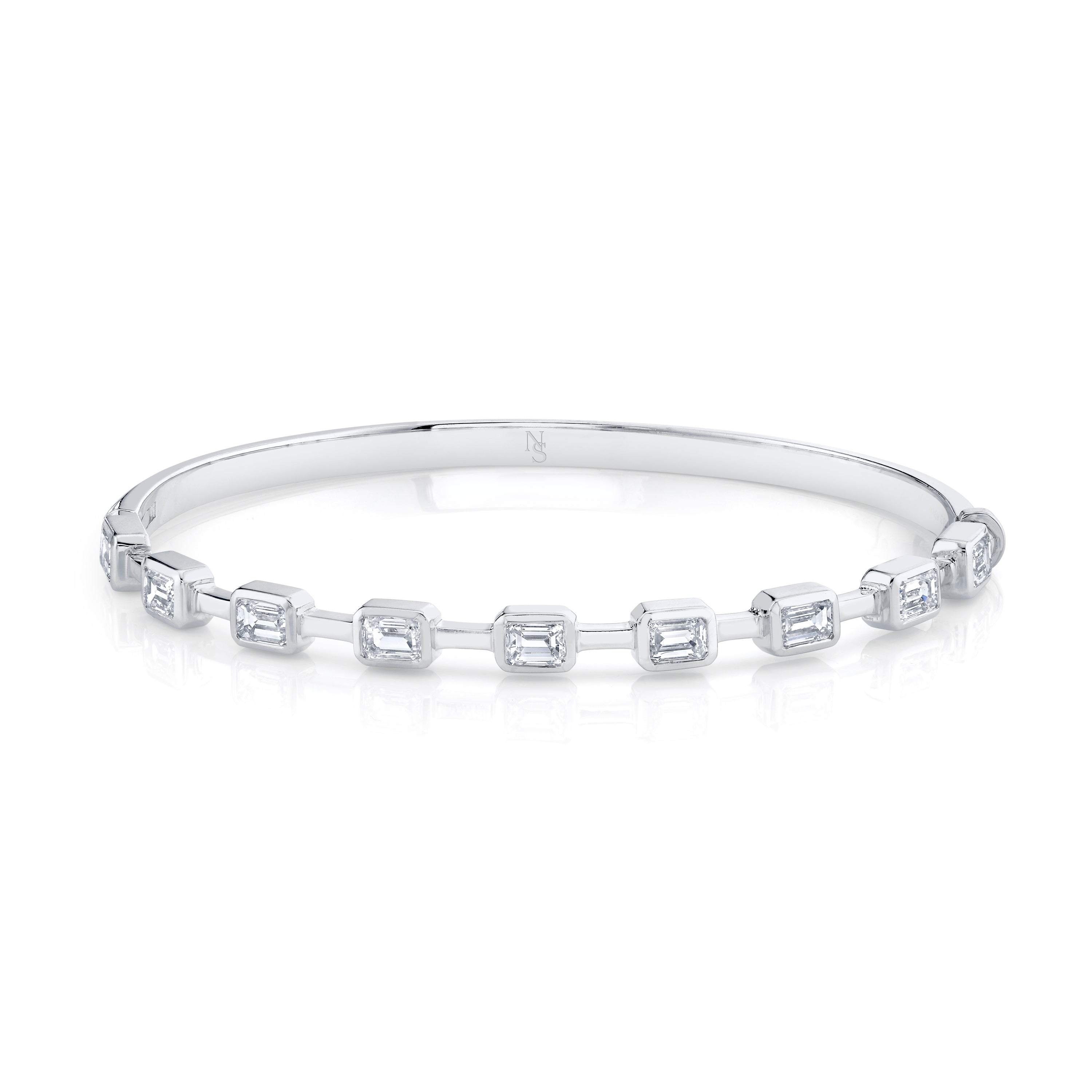 Hinged Bangle with Bezel-Set Emerald Cut Diamonds