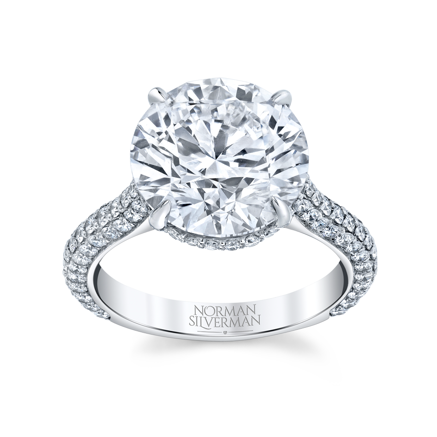 Platinum 3 Sided Shank Round Diamond Ring
