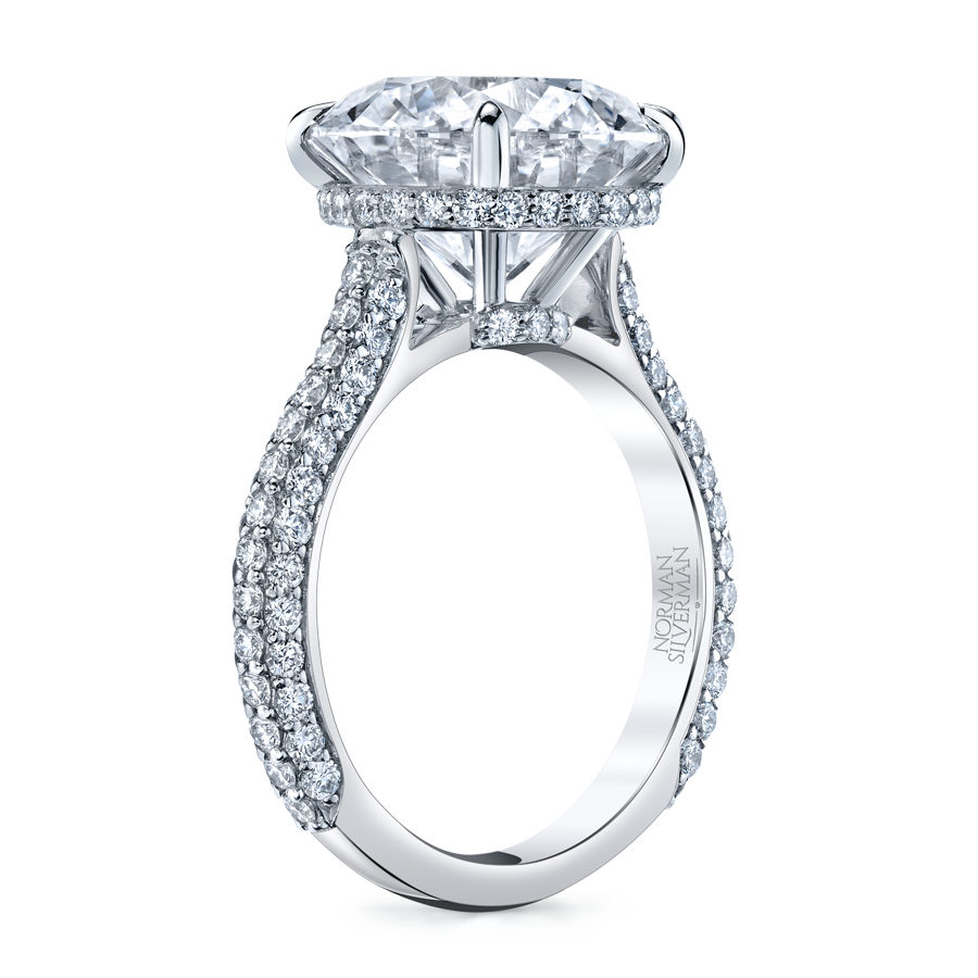 Platinum 3 Sided Shank Round Diamond Ring
