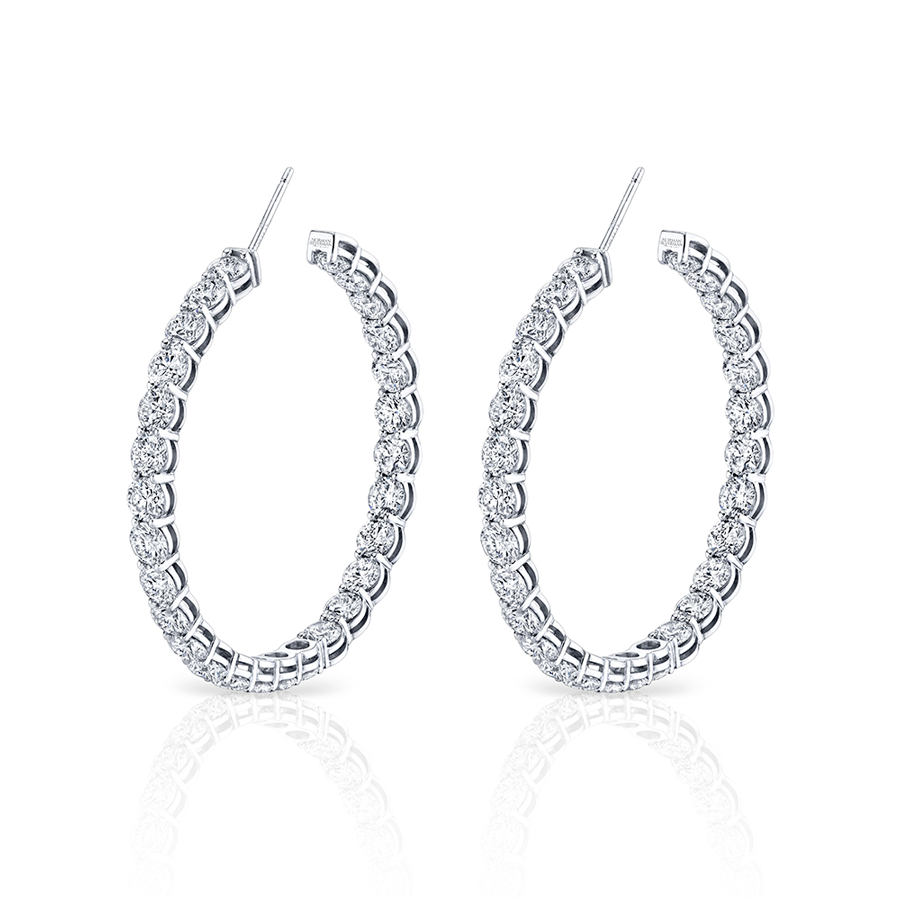 Norman Silverman Signature Diamond Hoop in White Gold