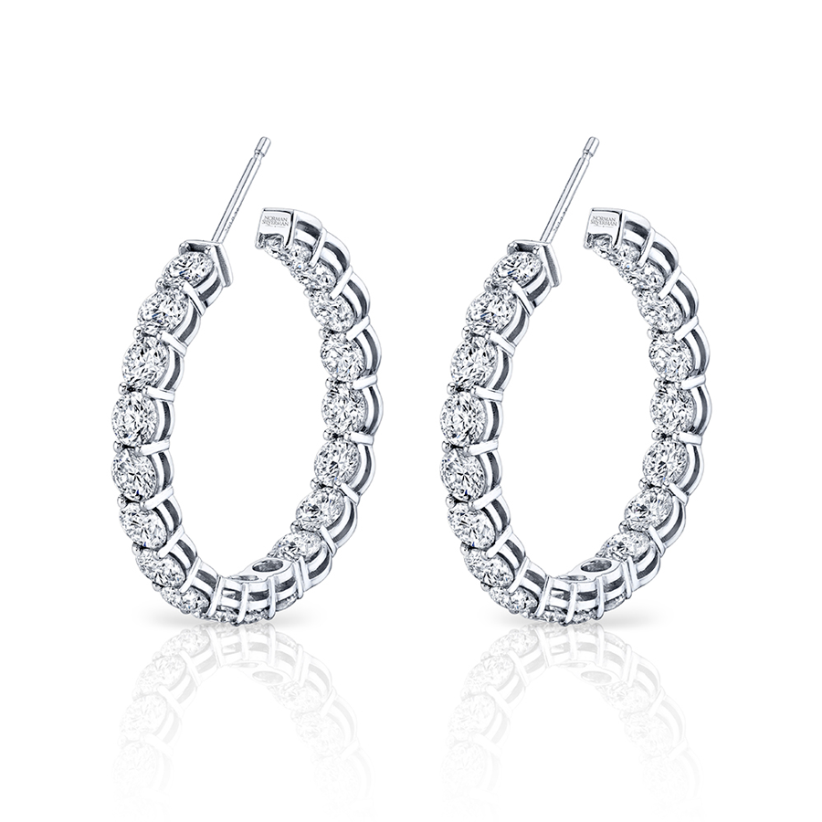 Norman Silverman Signature Diamond Hoop in White Gold