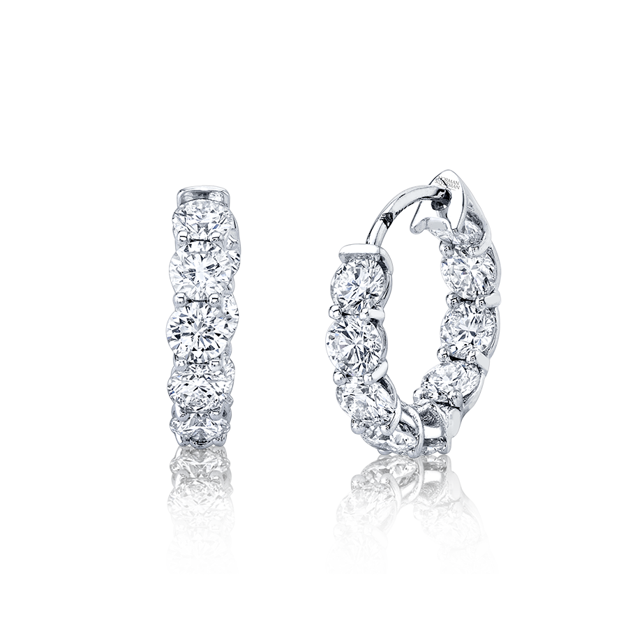 Round Brilliant Huggie Earring
