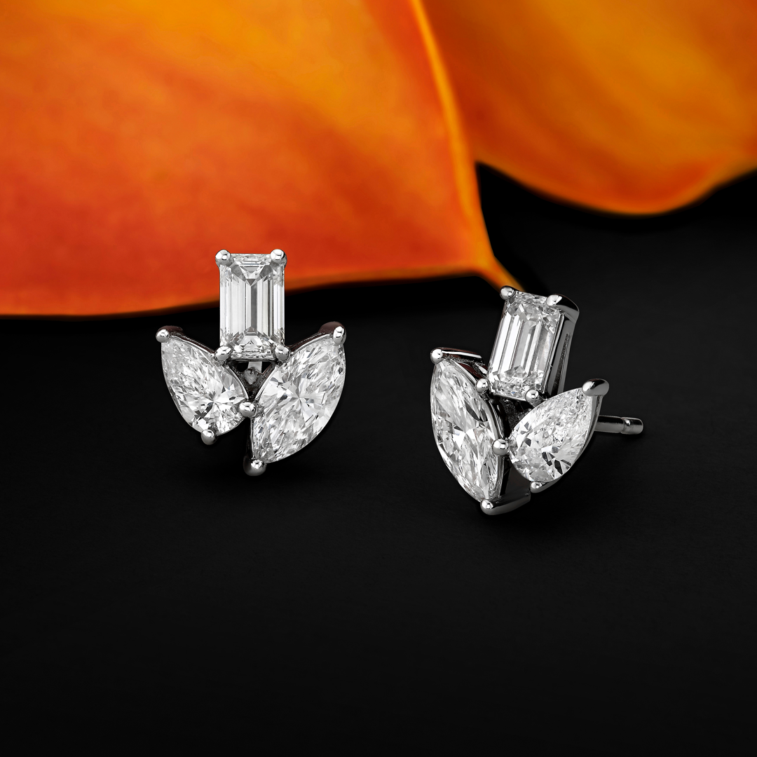 Multi Shape Diamond Stud Earrings