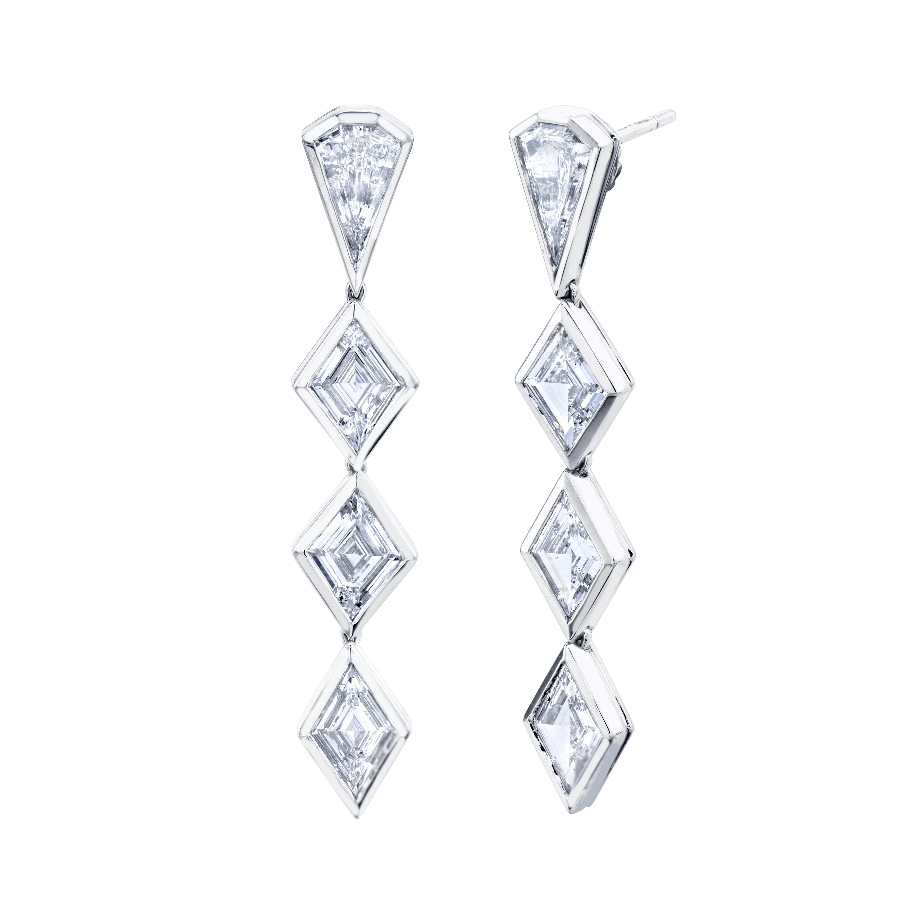 3.7 Carat Lozenge Diamond Dangle Earrings
