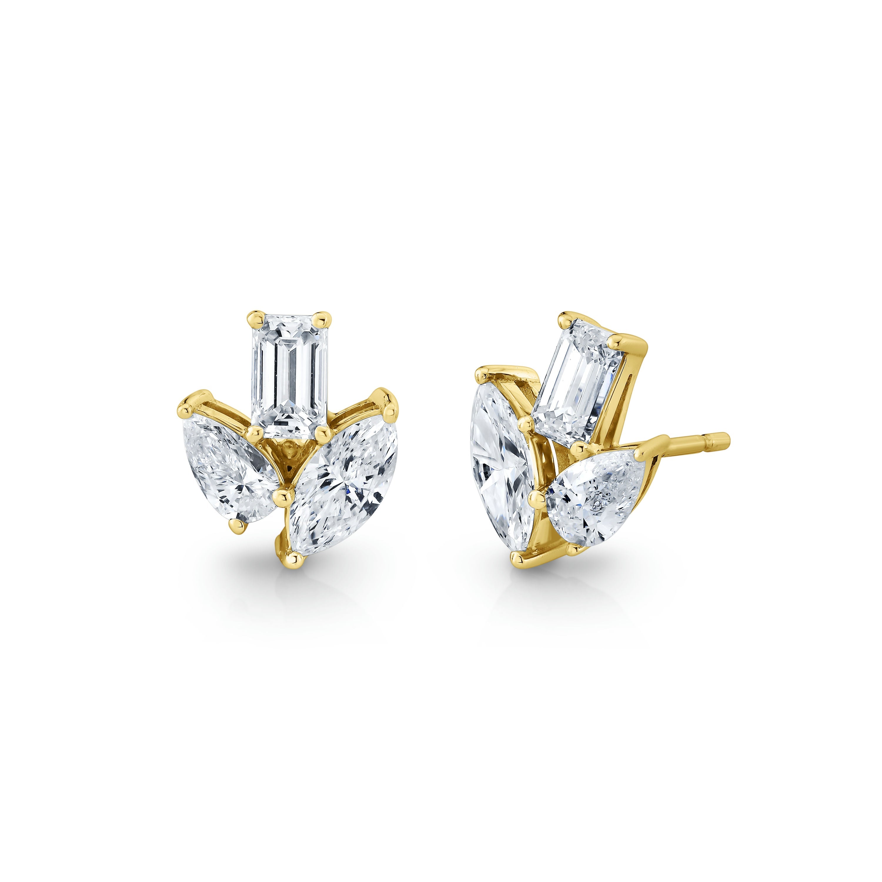 Multi Shape Diamond Stud Earrings