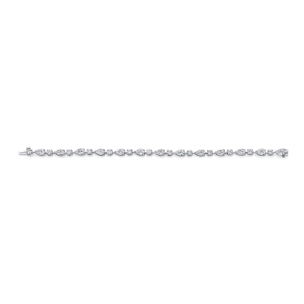 Pear and Round Brilliant Straight Line Bracelet