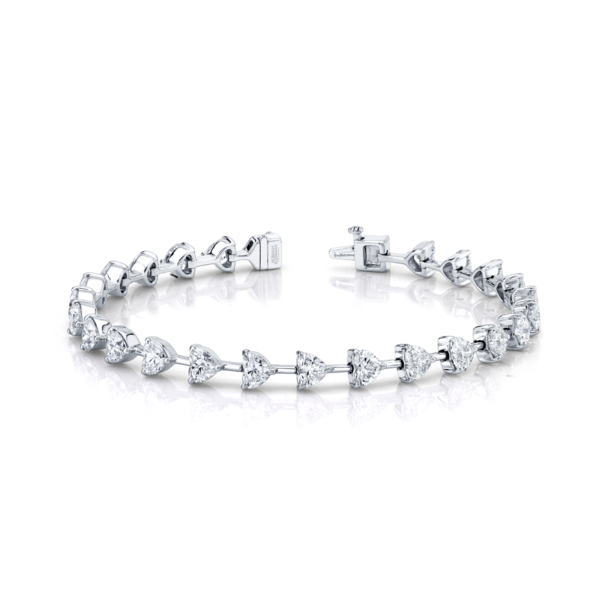 8.35 Carat Heart-Cut Diamond Bracelet Set in 18k White Gold