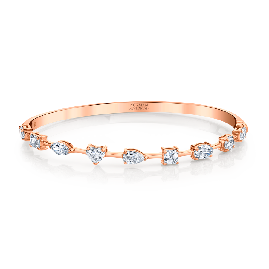 Hinged Bangle Bracelet with Fancy Shape Diamonds