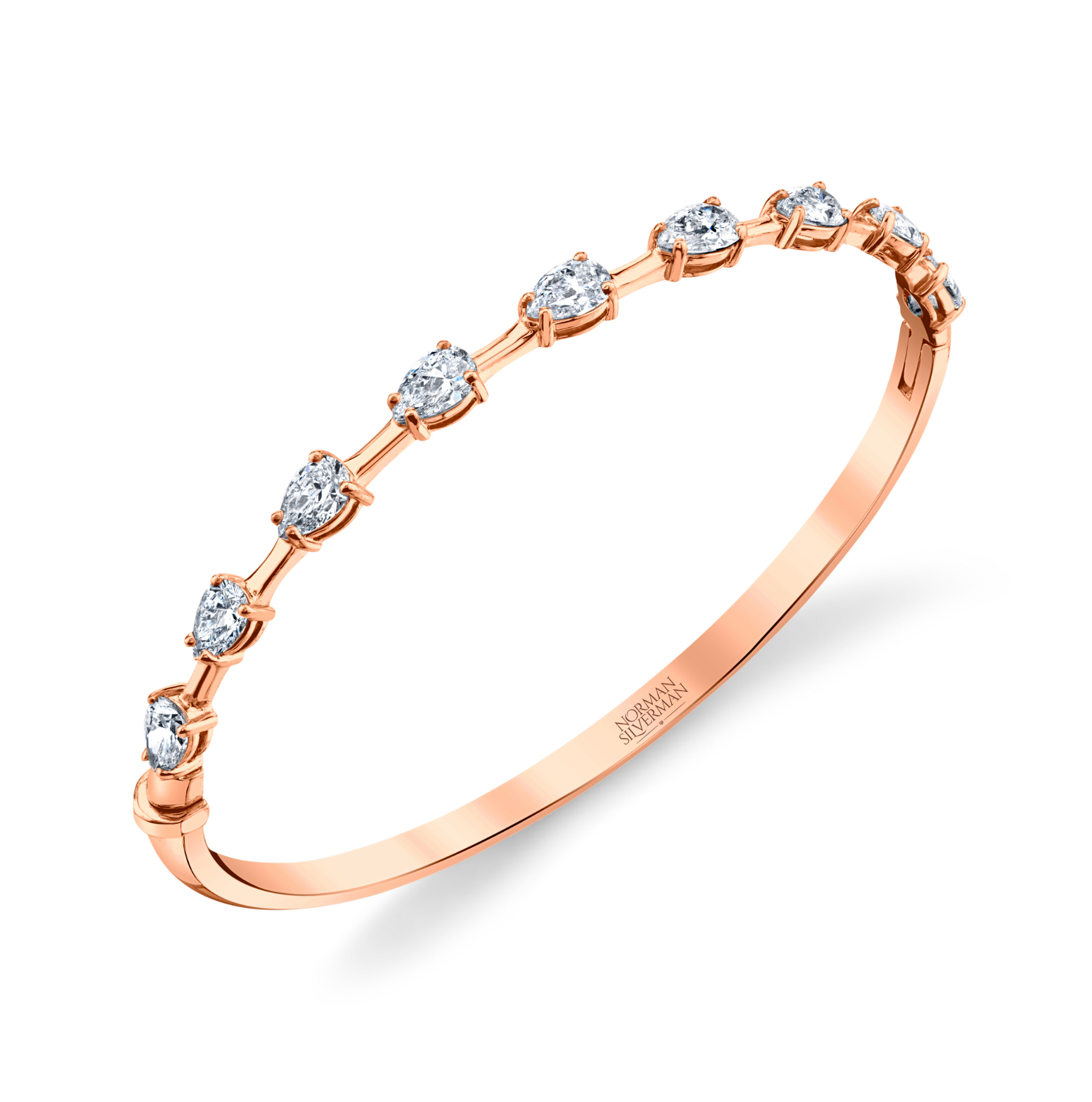 Hinged Bangle Bracelet with Pear Shape Diamonds