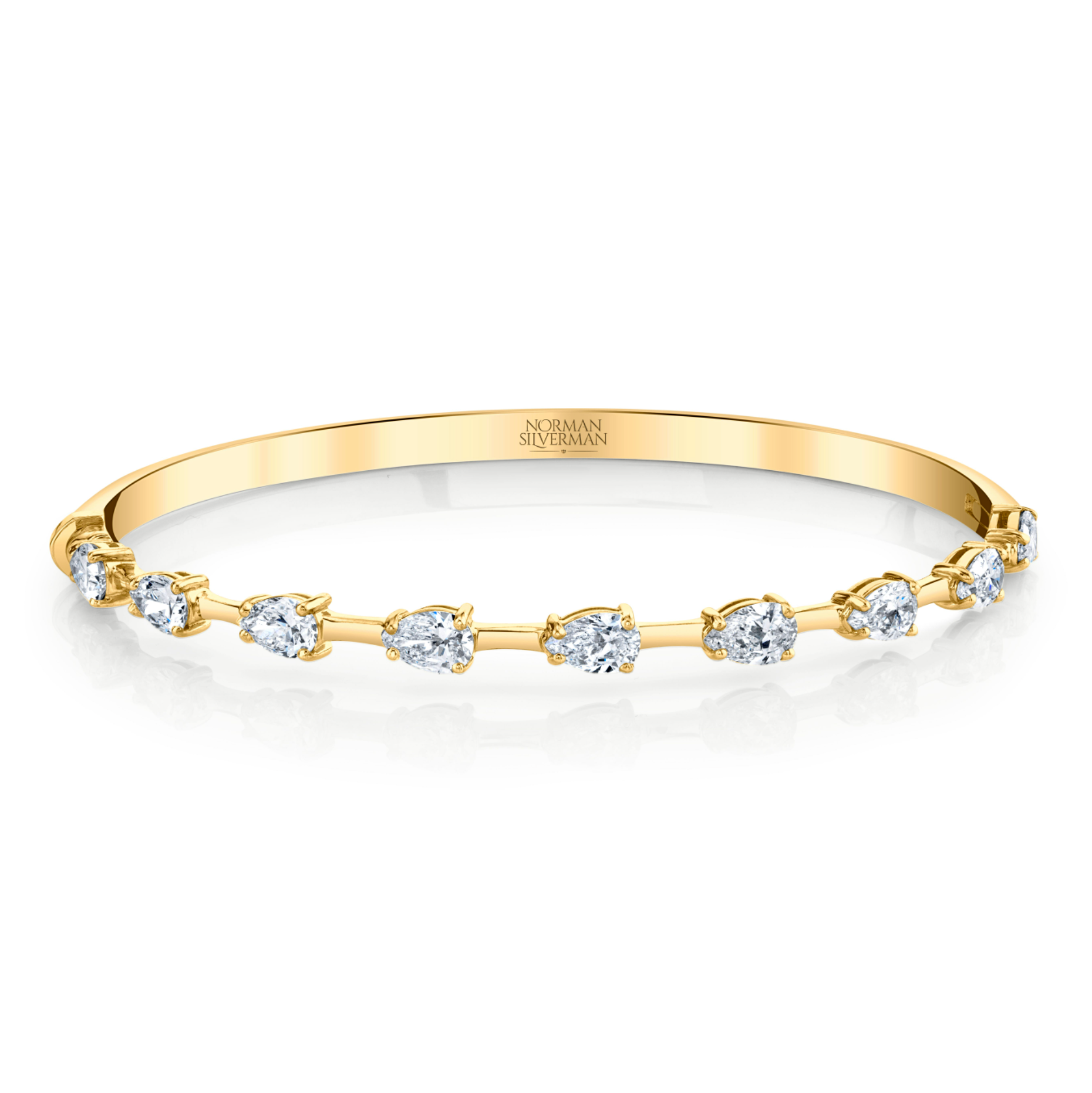 Hinged Bangle Bracelet with Pear Shape Diamonds