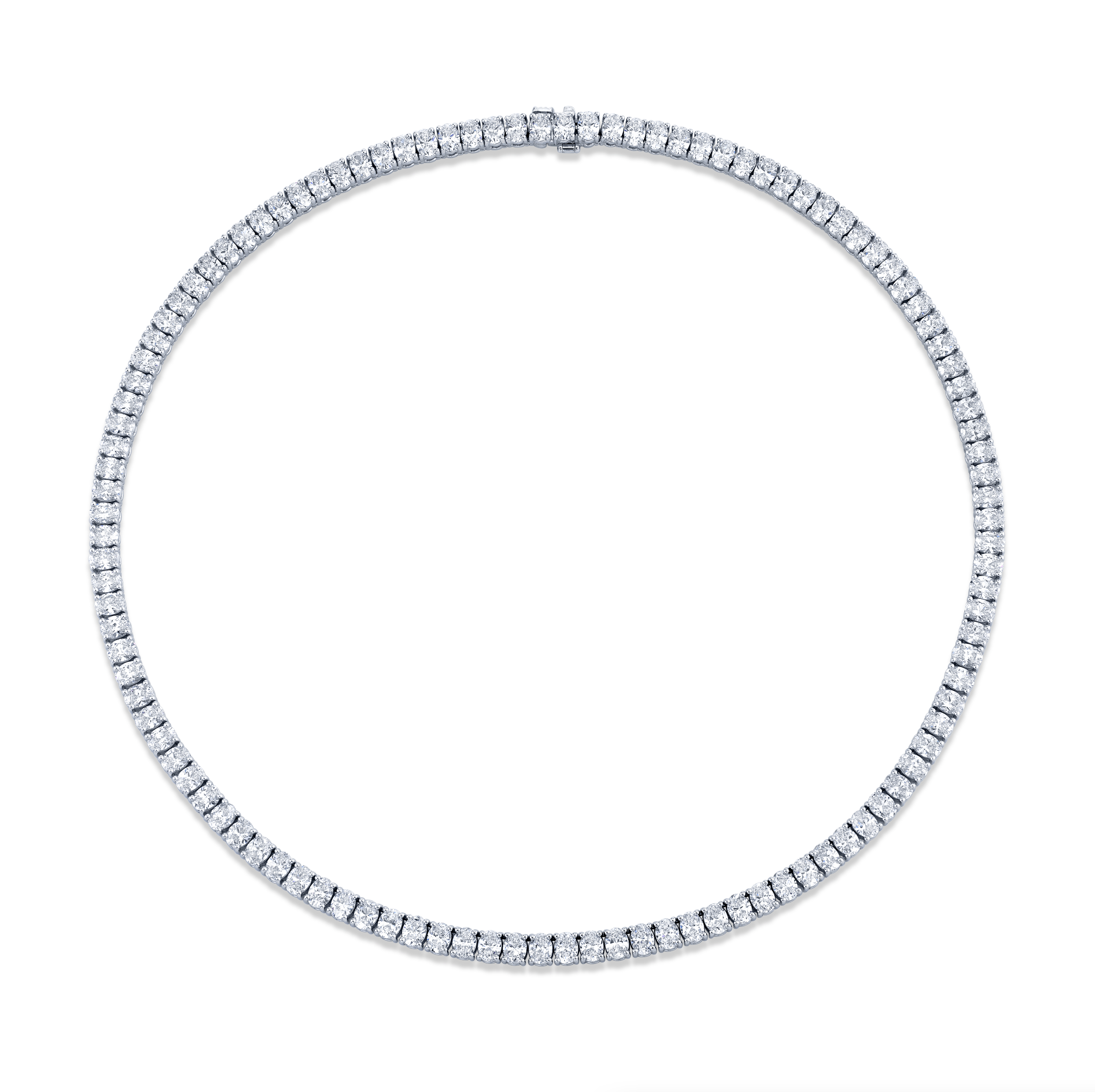 Straight Line Oval Shape Diamond Tennis Necklace