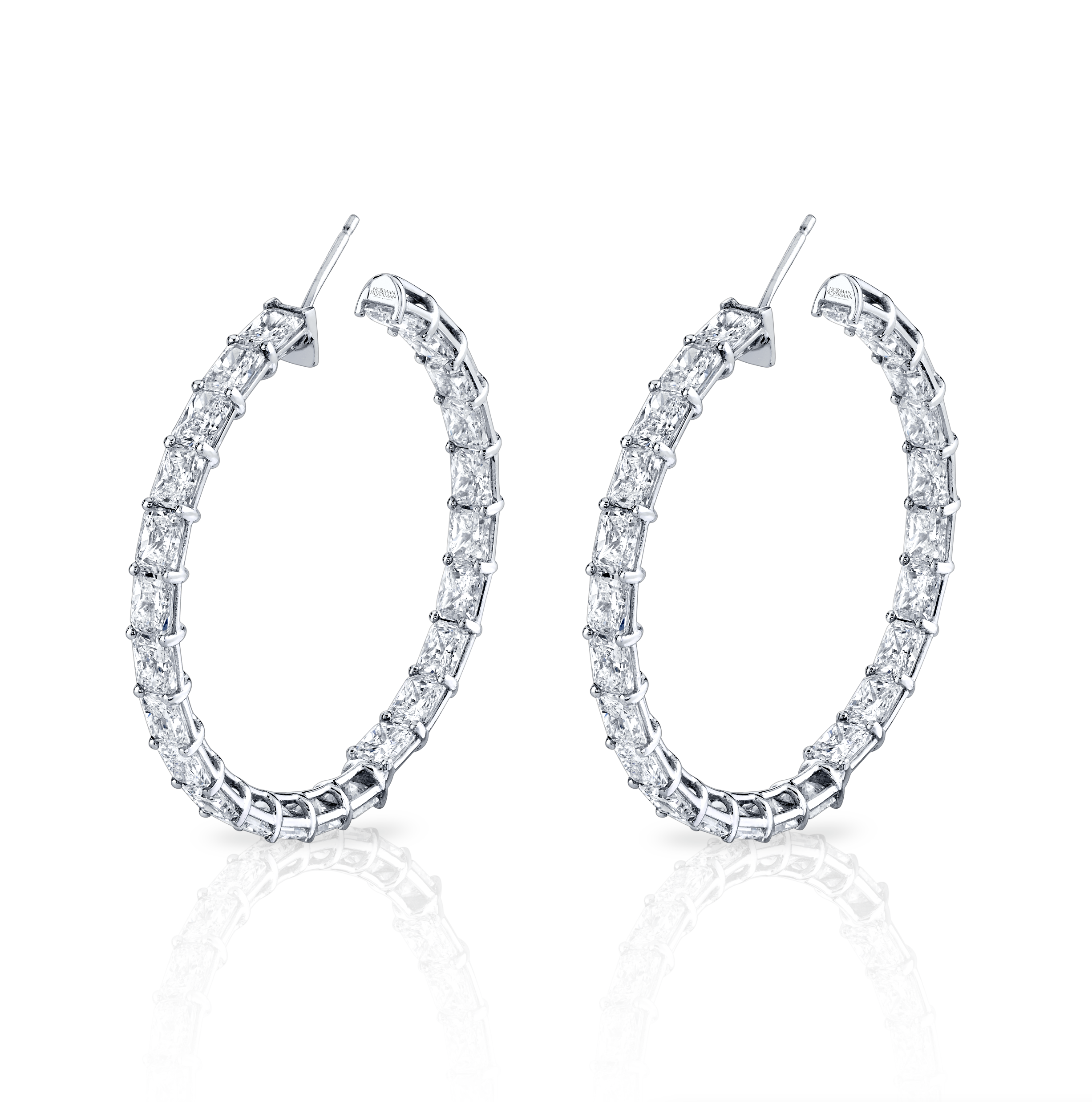 Norman Silverman Signature Emerald Cut Hoop In 18k White Gold