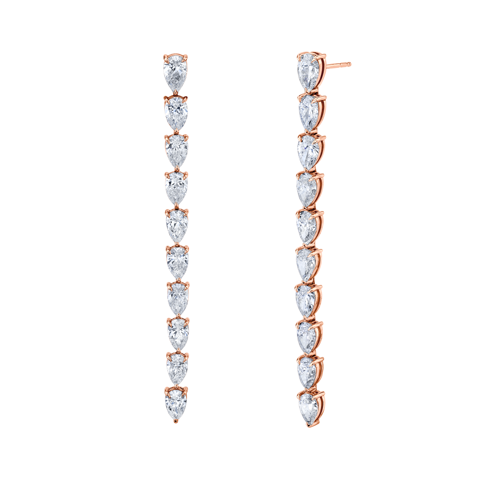Pear Shape Diamond Vine Dangle Earrings