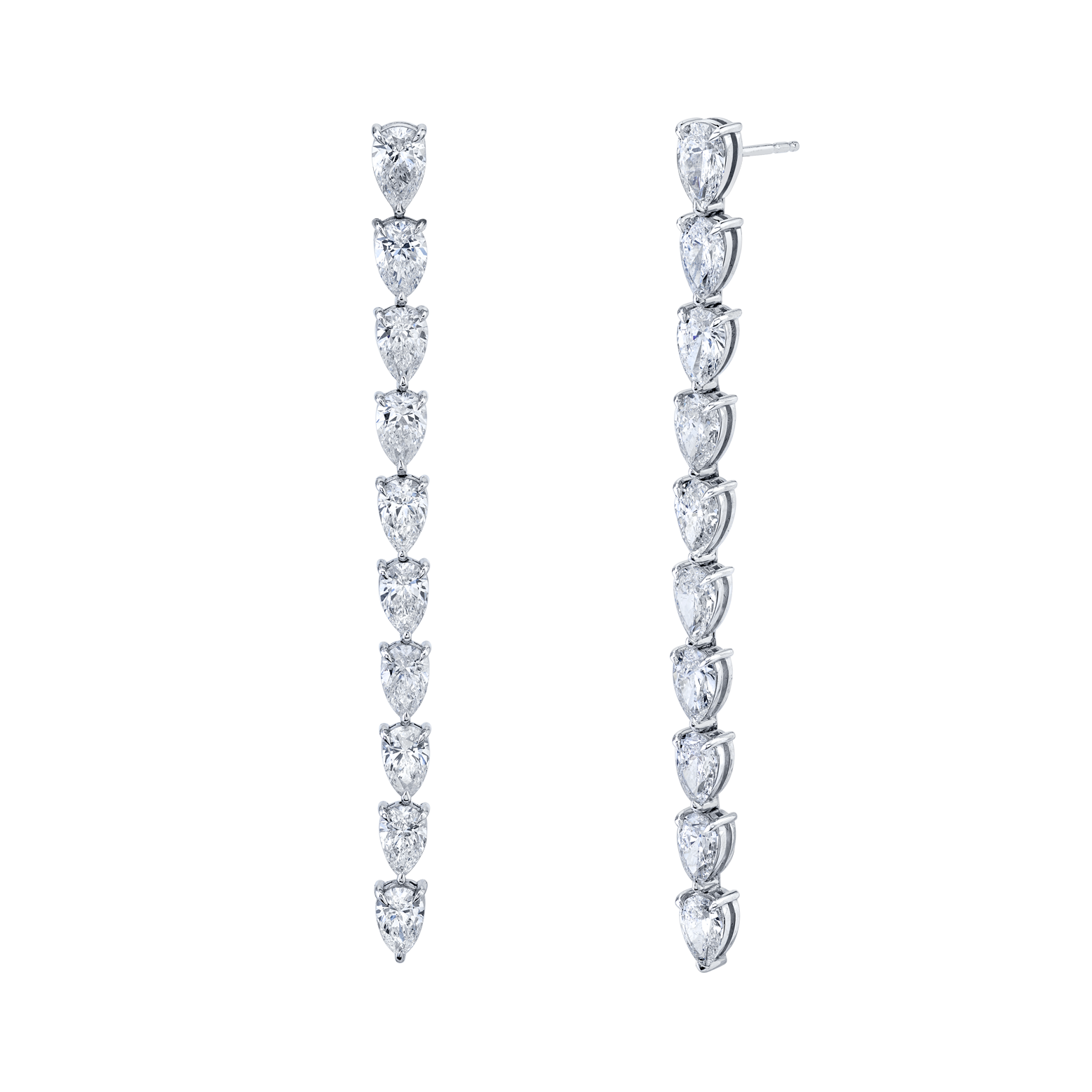 Pear Shape Diamond Vine Dangle Earrings