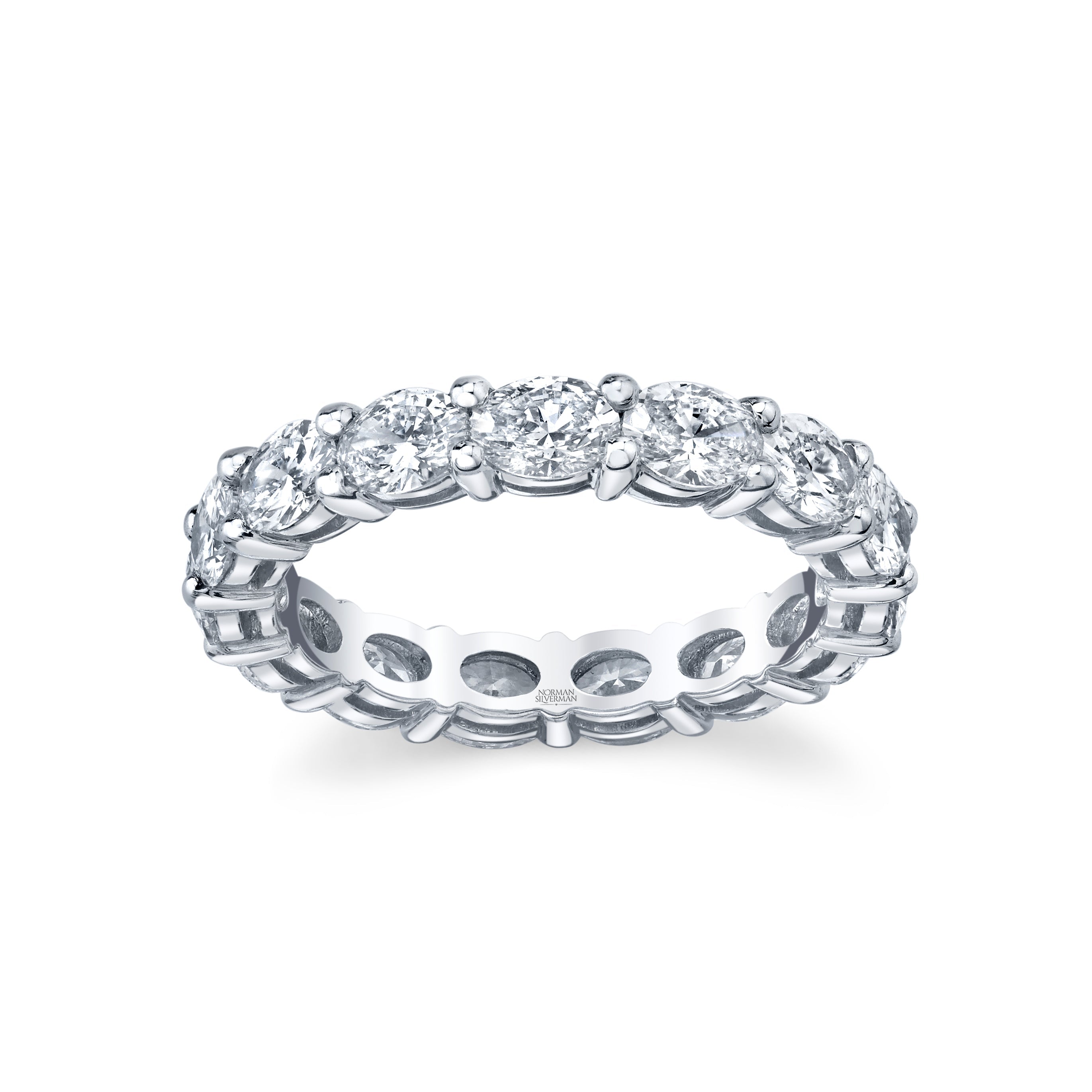 East-West Oval Cut Platinum Eternity Band