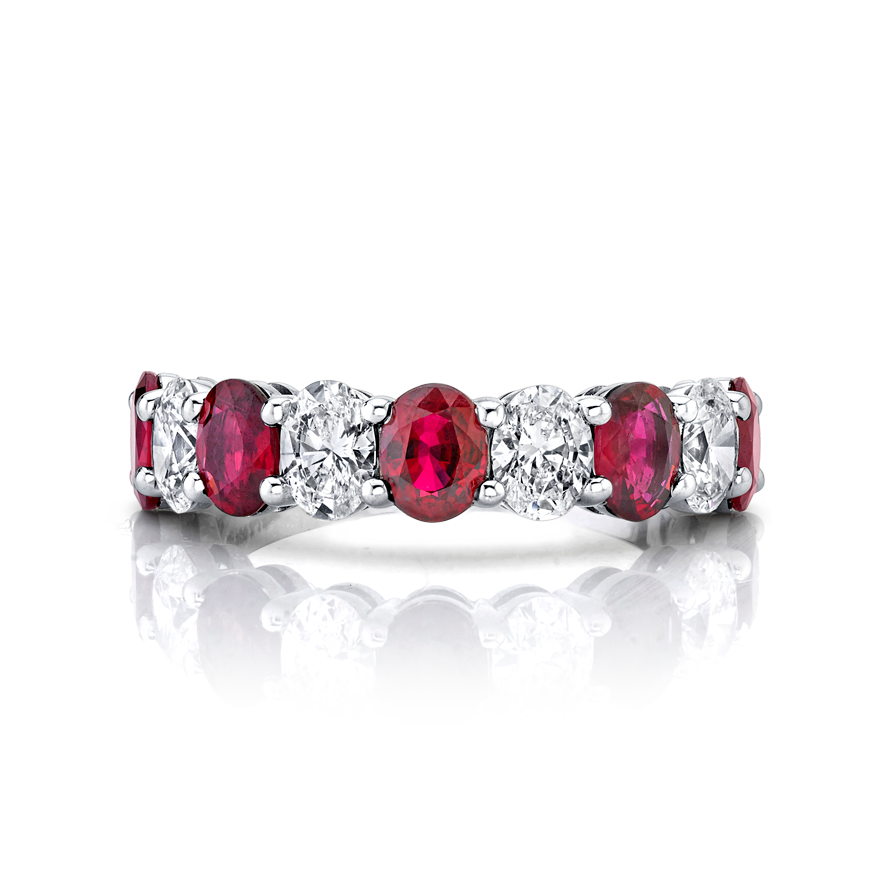 3.18 Carat White Gold Ruby and Oval Ring