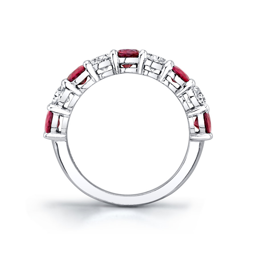 3.18 Carat White Gold Ruby and Oval Ring