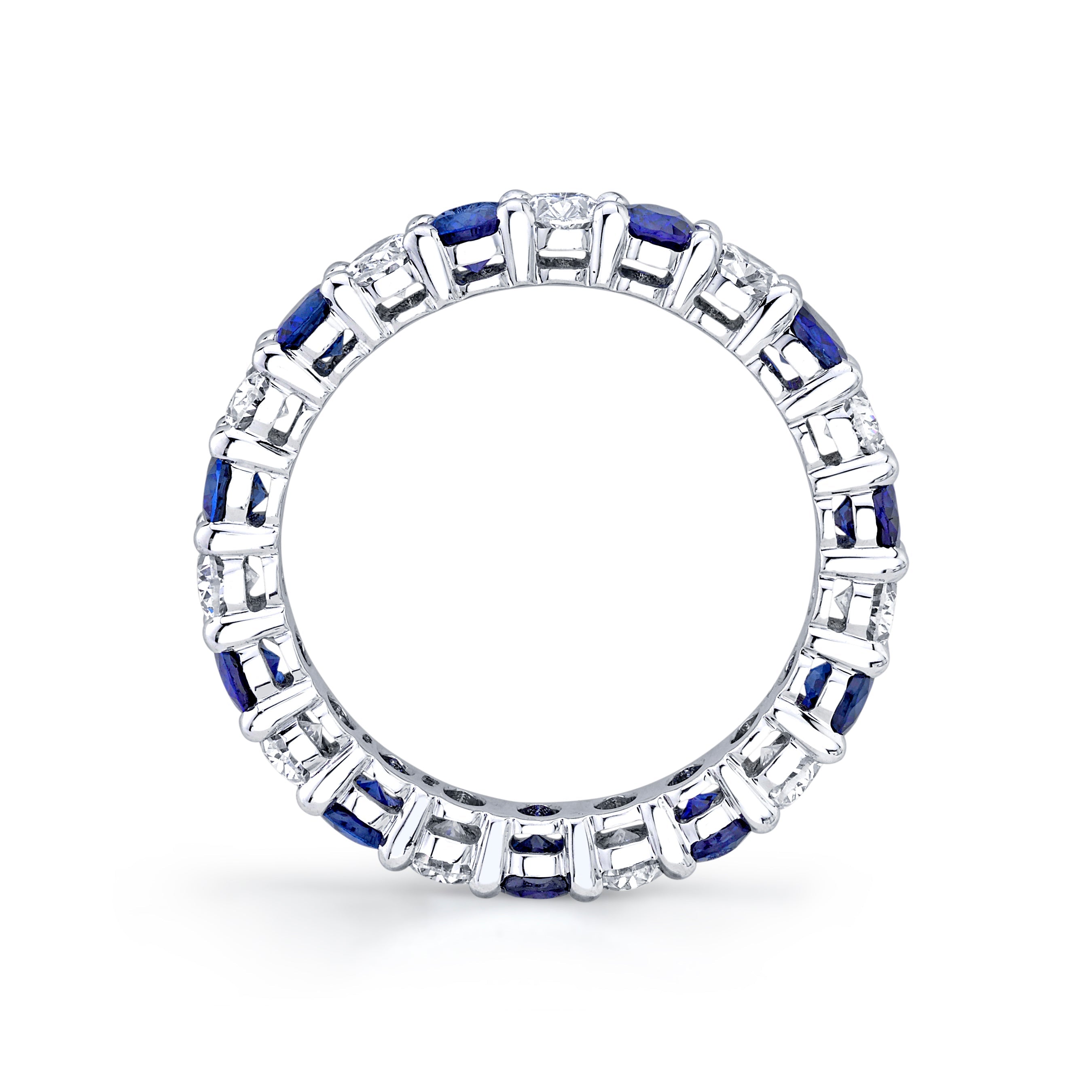 4.02 Carat 18k White Gold Sapphire & Oval Diamond Ring