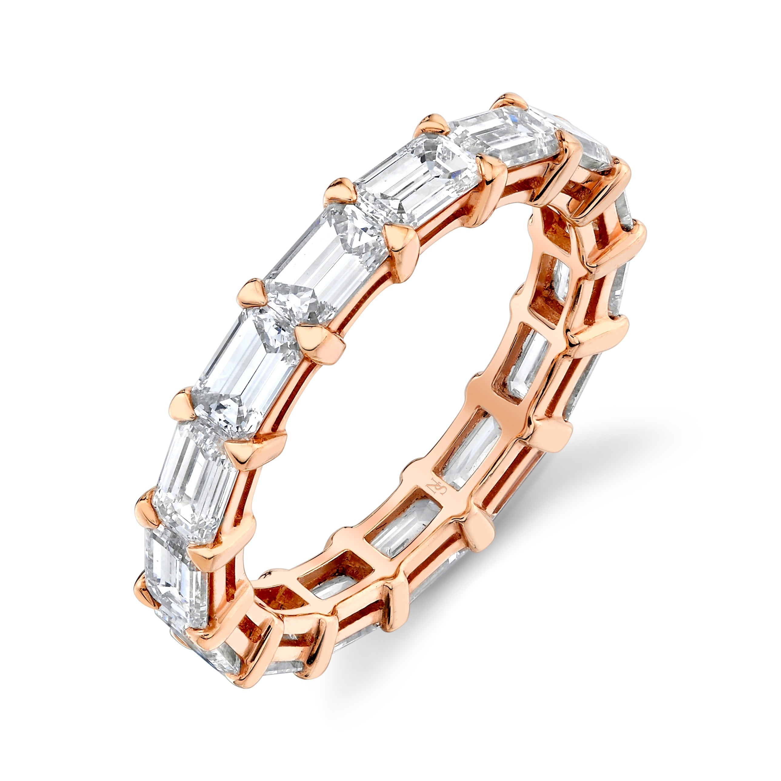East West Emerald Cut Diamonds Eternity Band in 18k Rose Gold