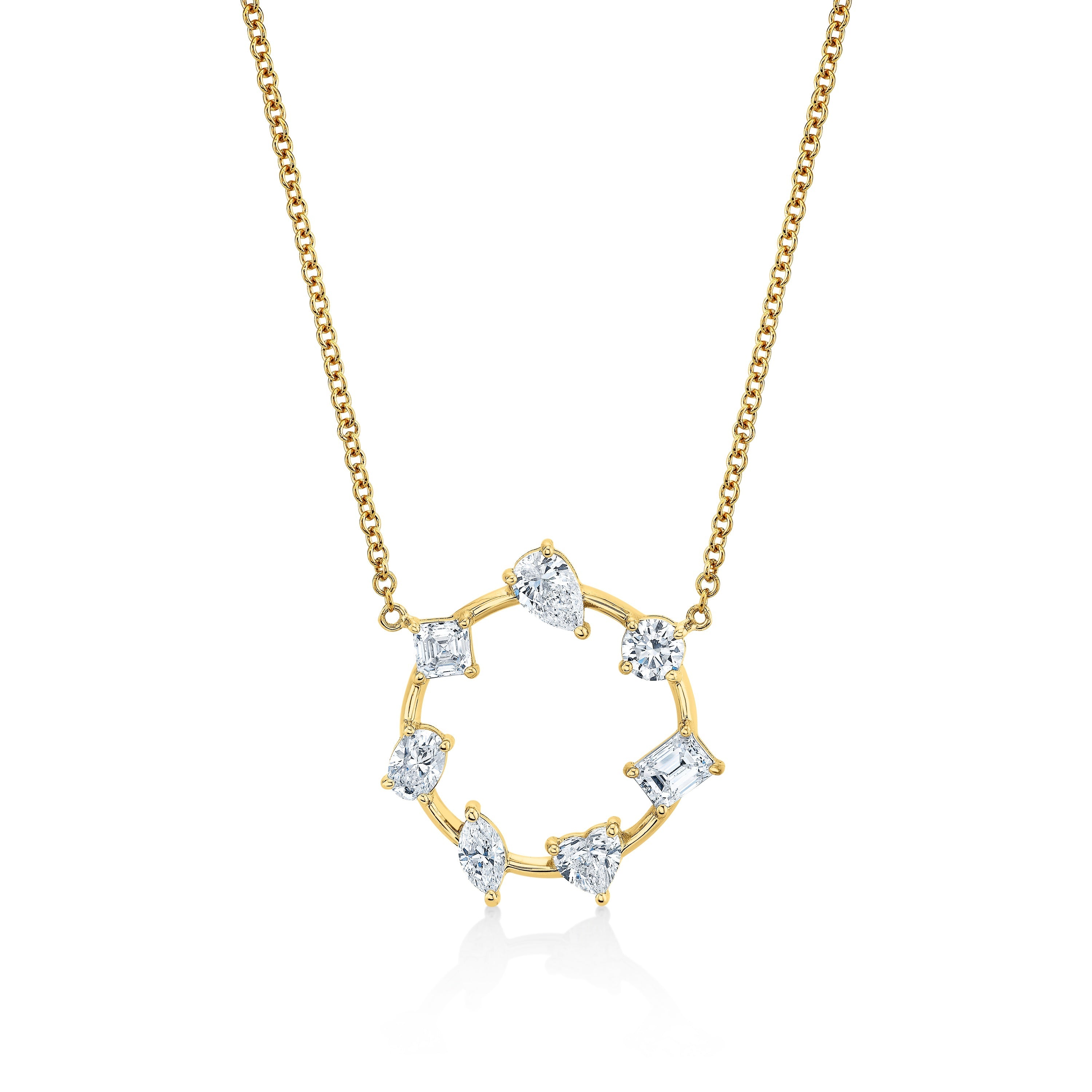 Circle of Shapes in 18k Yellow Gold Pendant