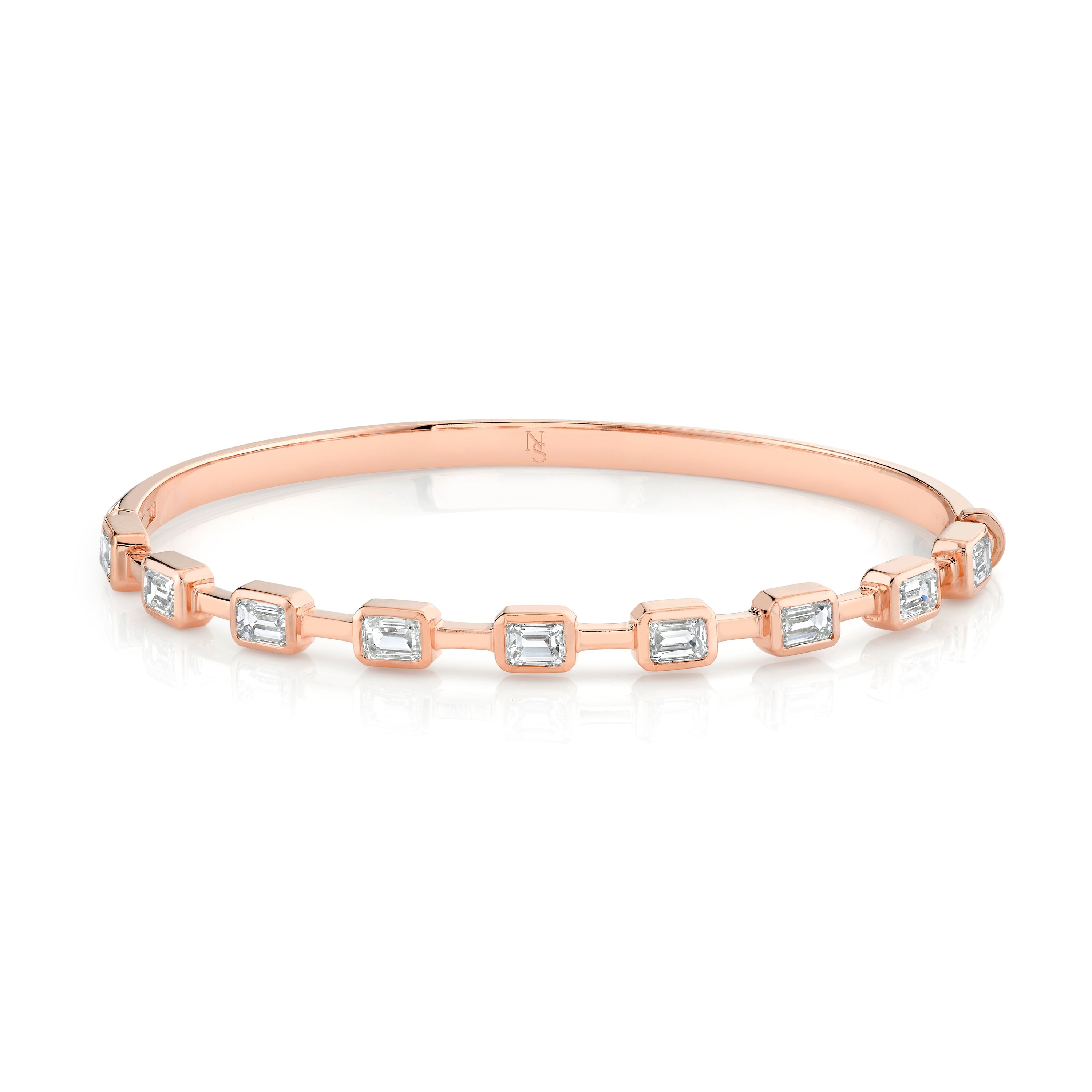 Hinged Bangle with Bezel-Set Emerald Cut Diamonds