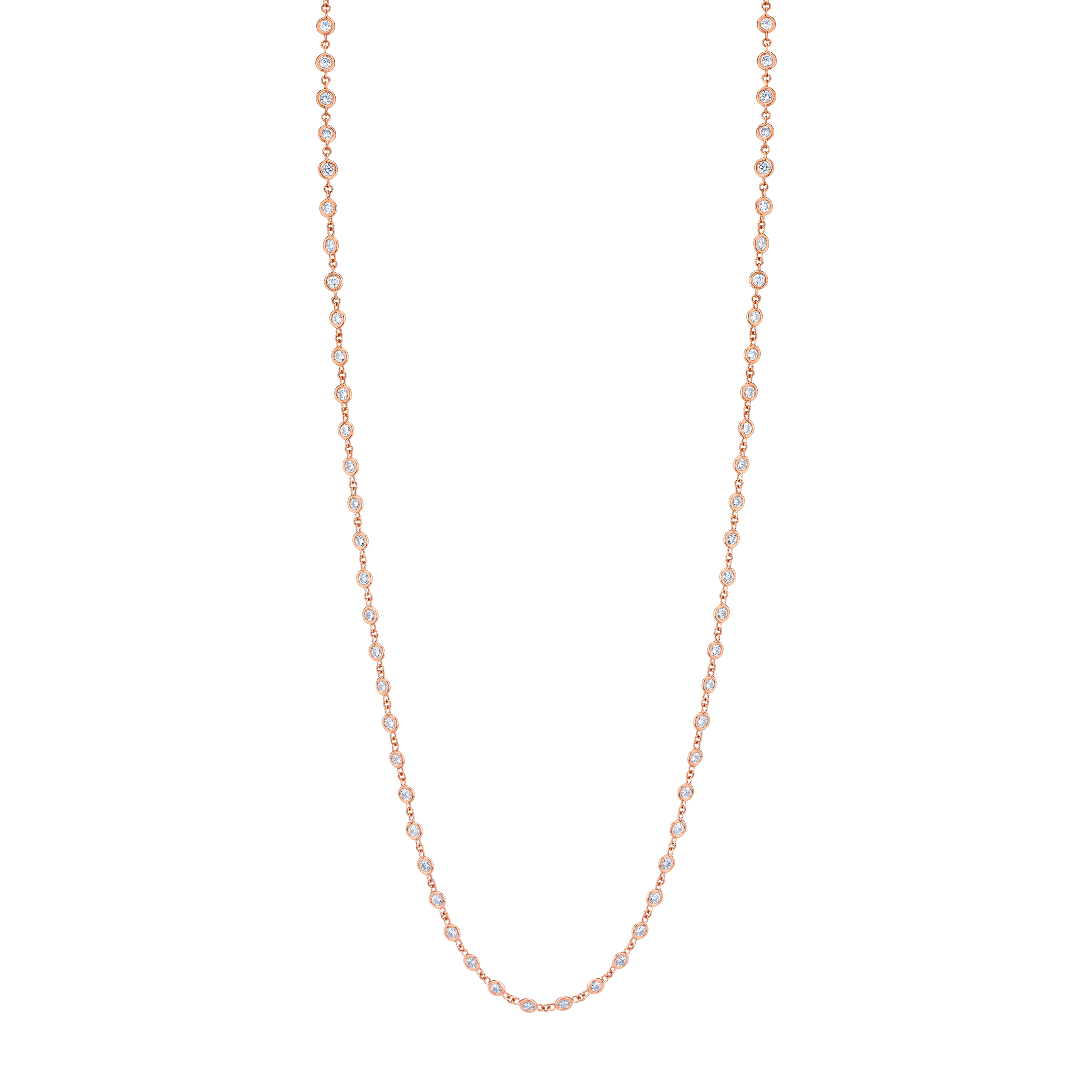 7 Carat Yellow Gold Round Brilliant Diamonds By the Yard Necklace