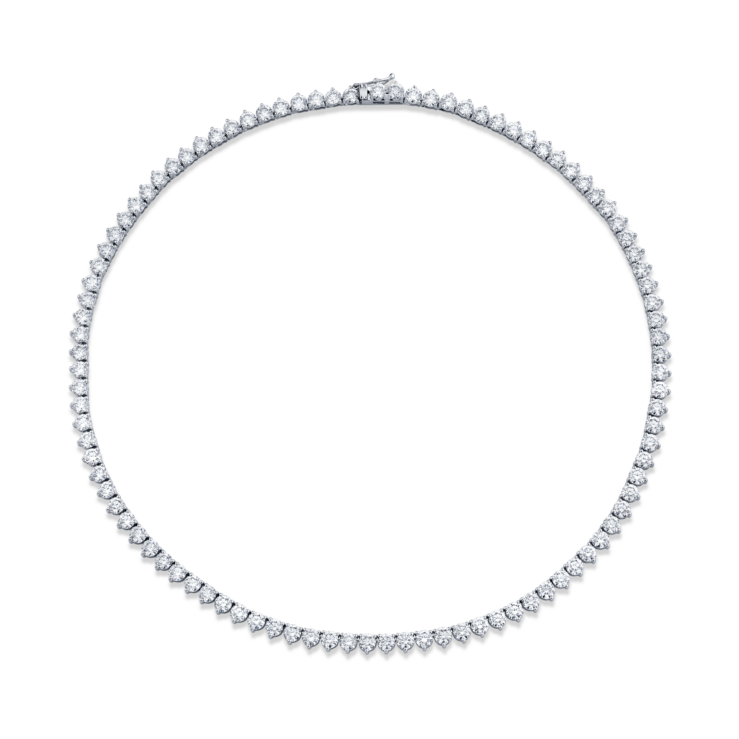 24.22 Carat 18k White Gold 3-Prong Diamond Necklace