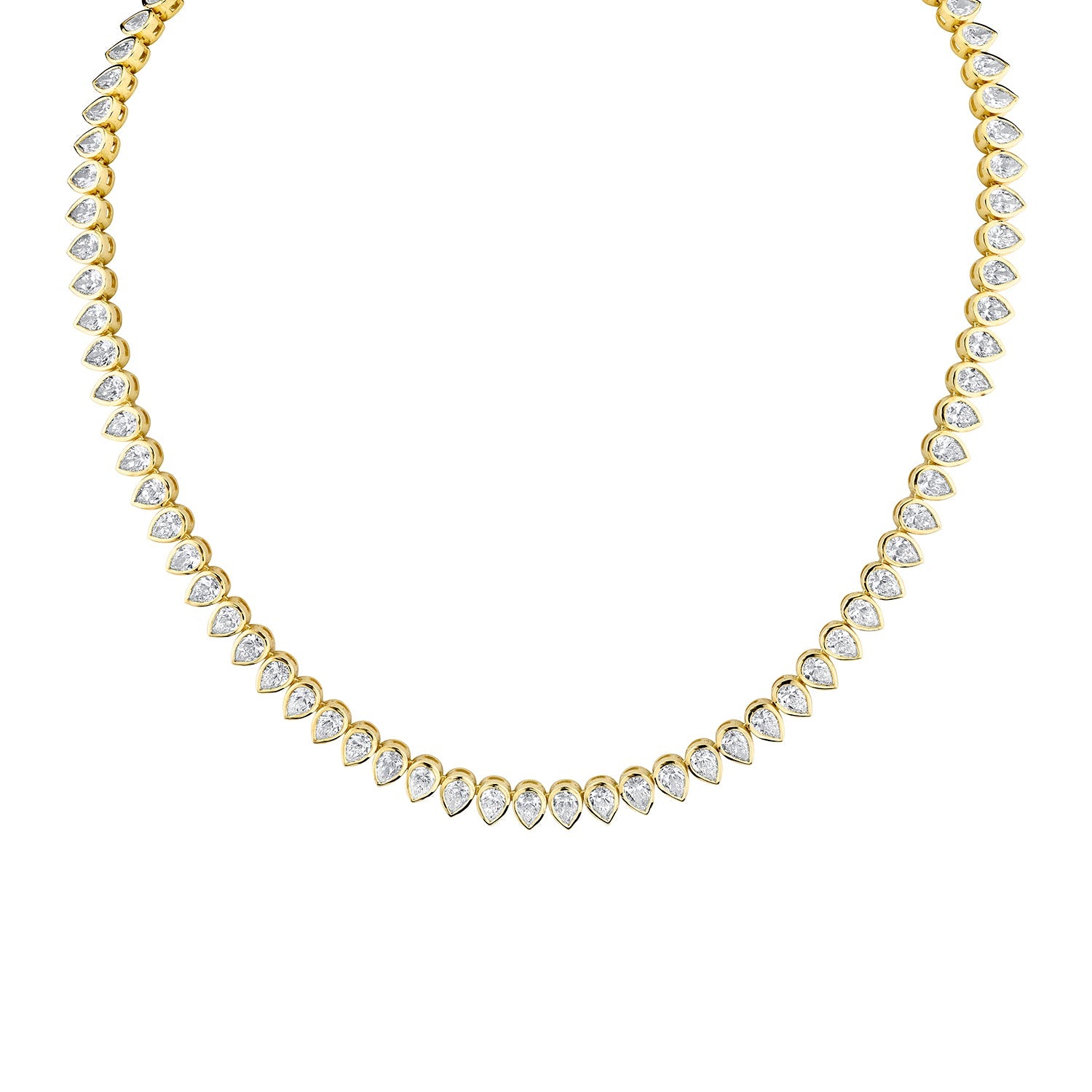 20.44 Carat 18k Yellow Gold Bezel Straight Line Necklace