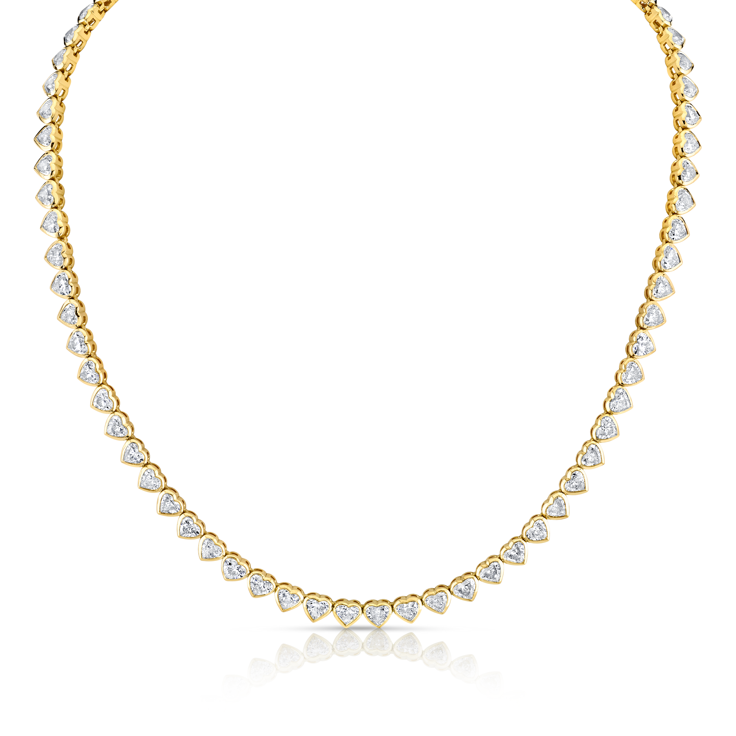 17.90 Carat 18k Yellow Gold Bezel Straight Line Necklace