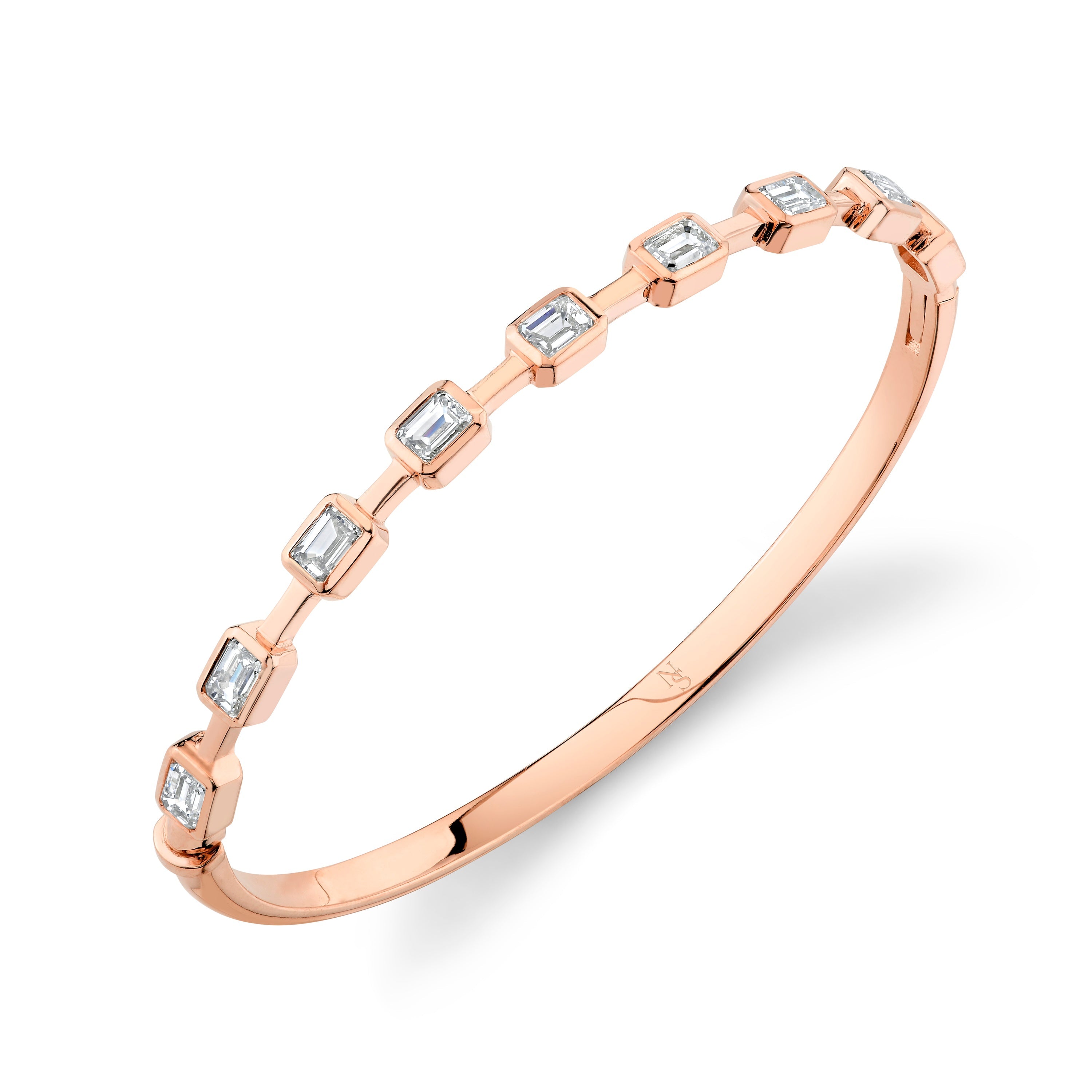 Hinged Bangle with Bezel-Set Emerald Cut Diamonds