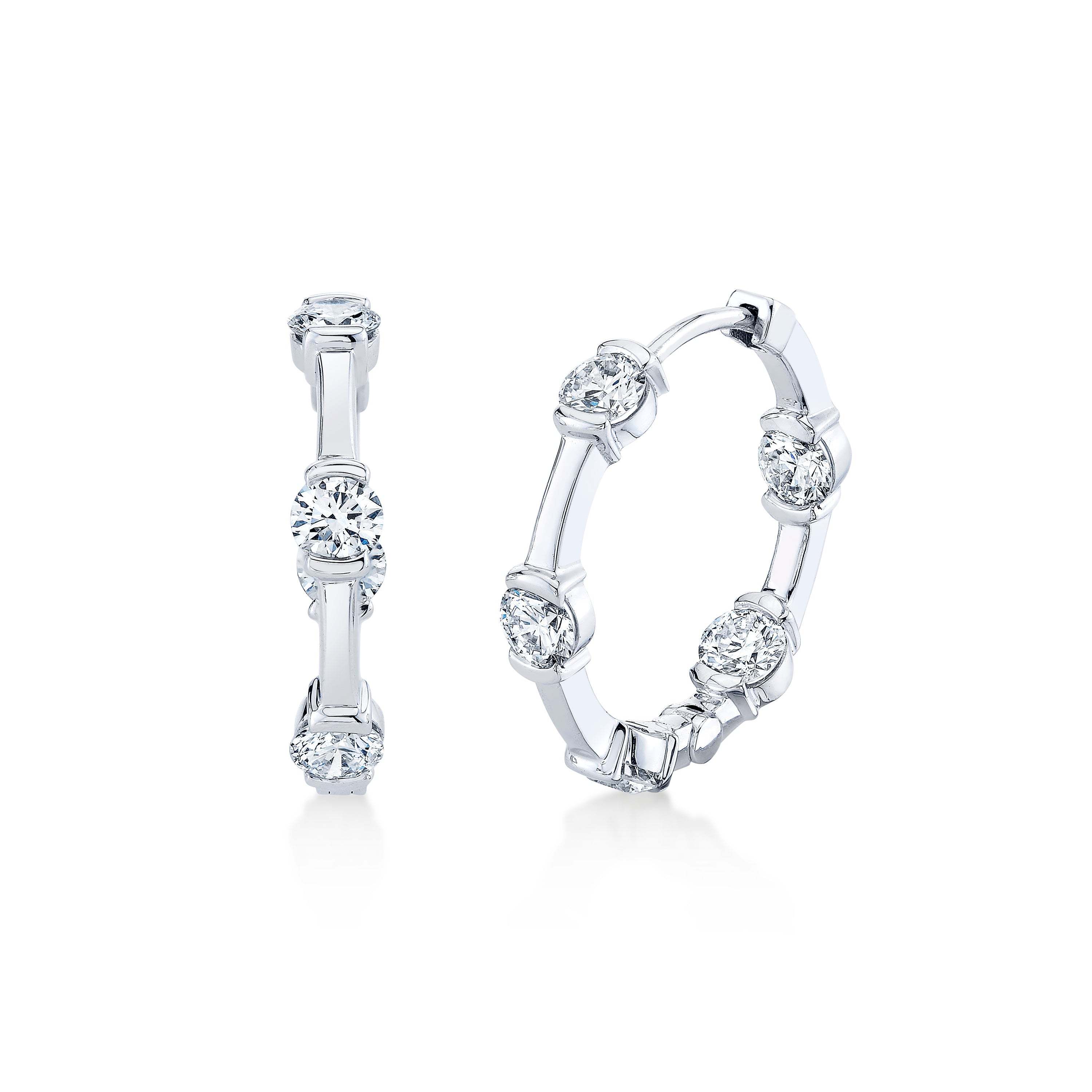 Station Diamond Hoop Earrings