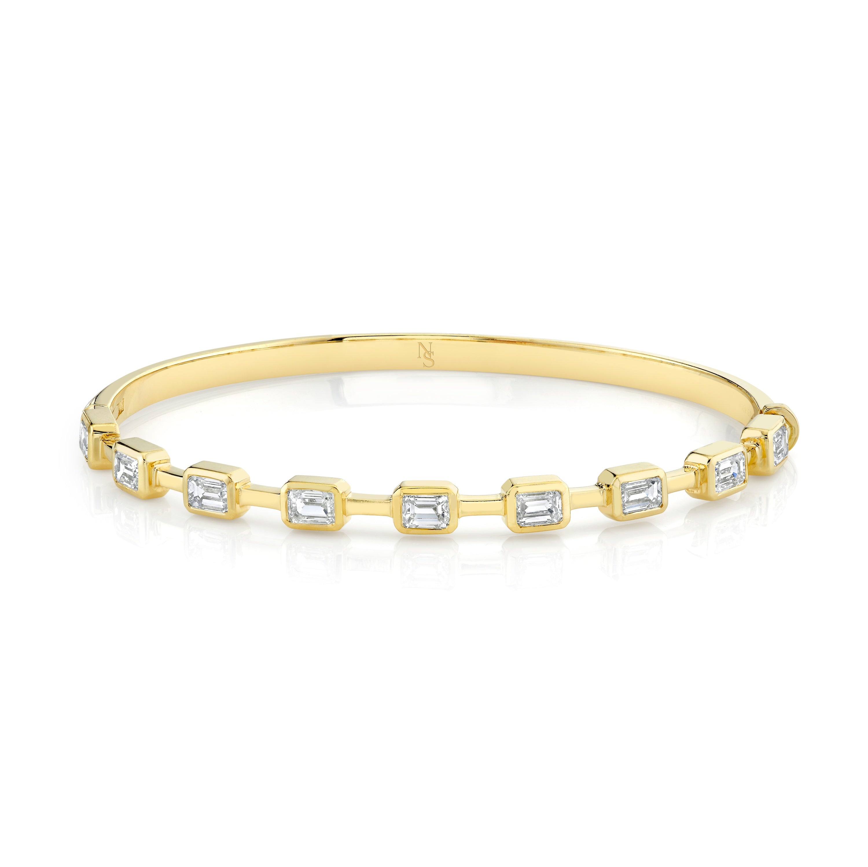 Hinged Bangle with Bezel-Set Emerald Cut Diamonds