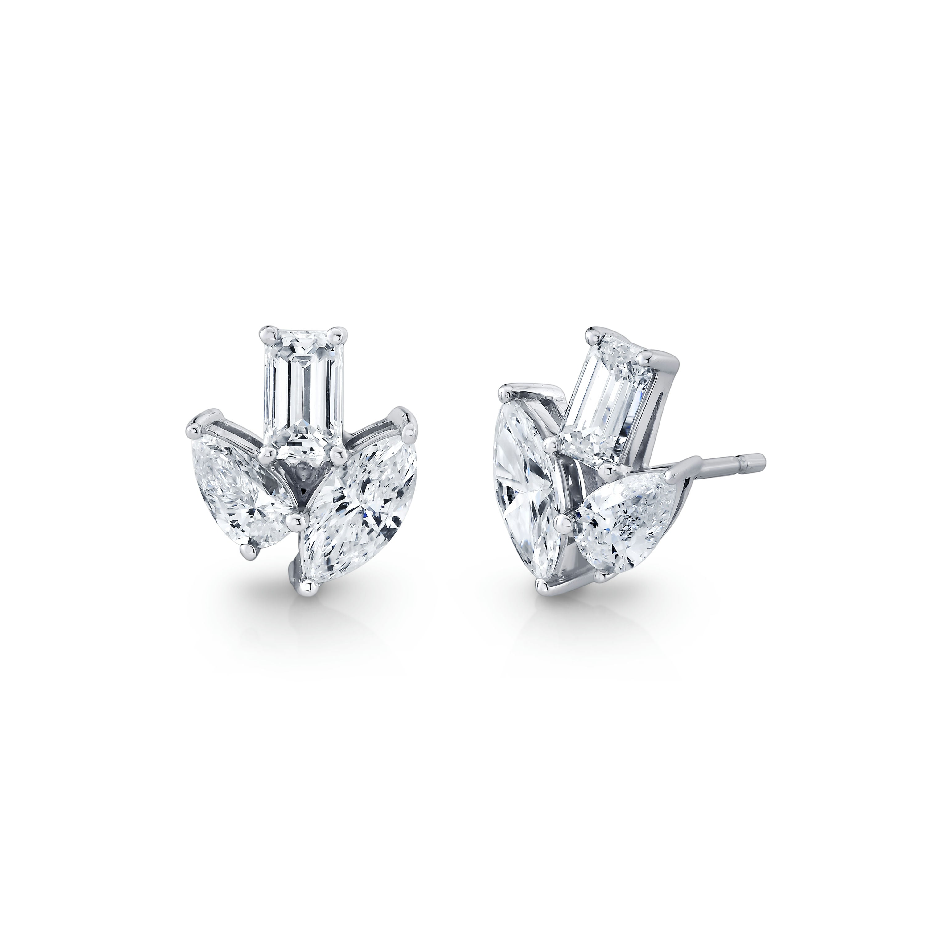 Multi Shape Diamond Stud Earrings