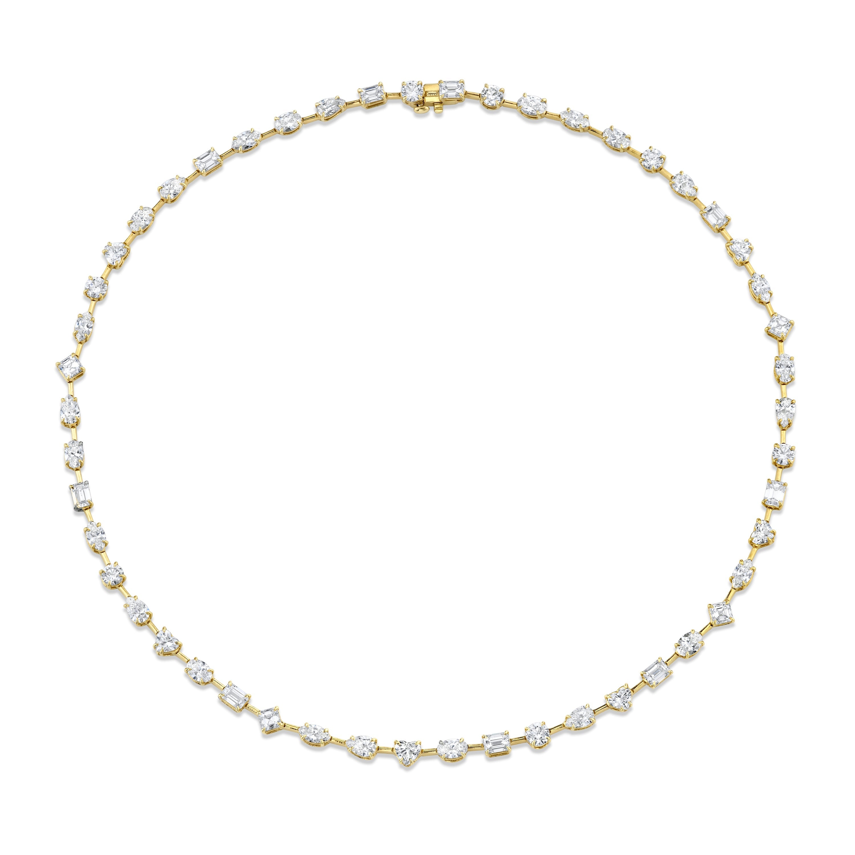 Fancy Shape Diamonds in 18k Yellow Gold Necklace