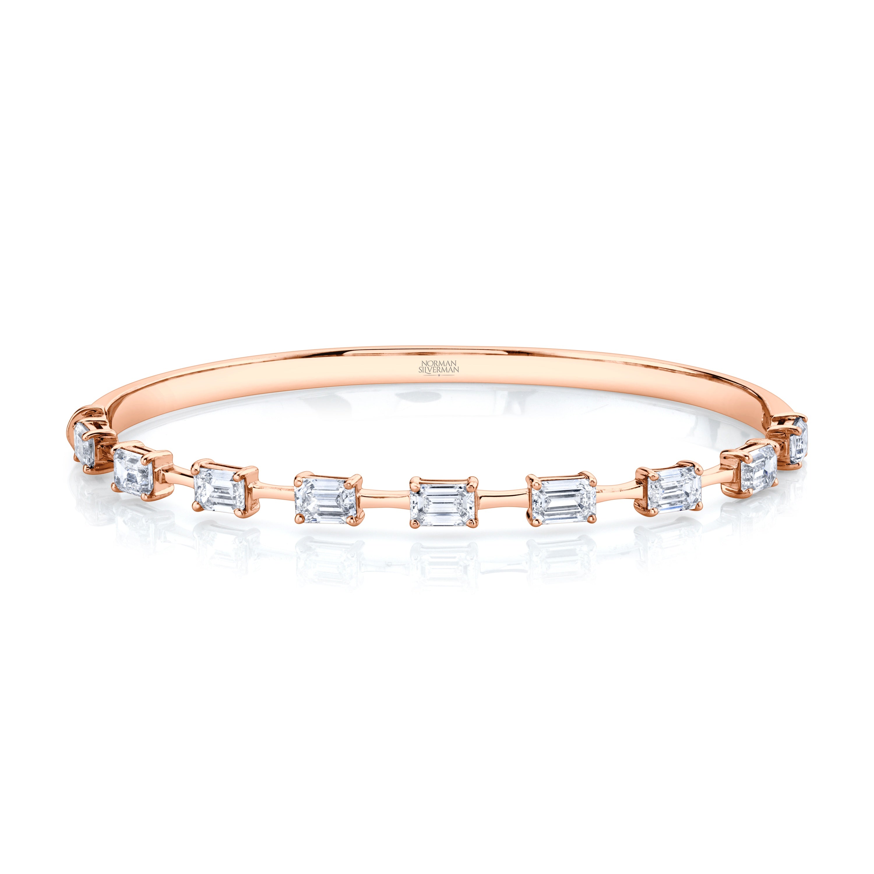 Hinged Bangle Bracelet with Emerald-cut Diamonds