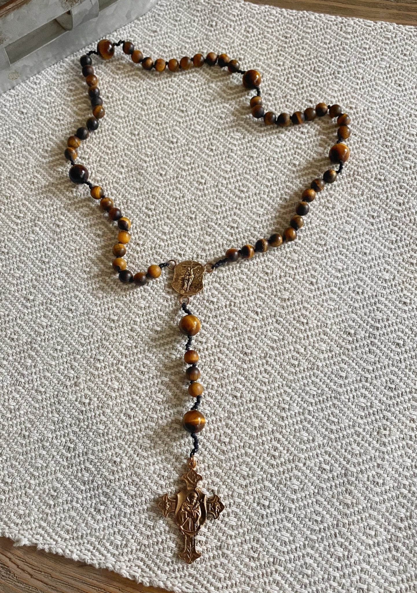 Tiger's Eye Rosary - St. Francis - Brother Wolf USA