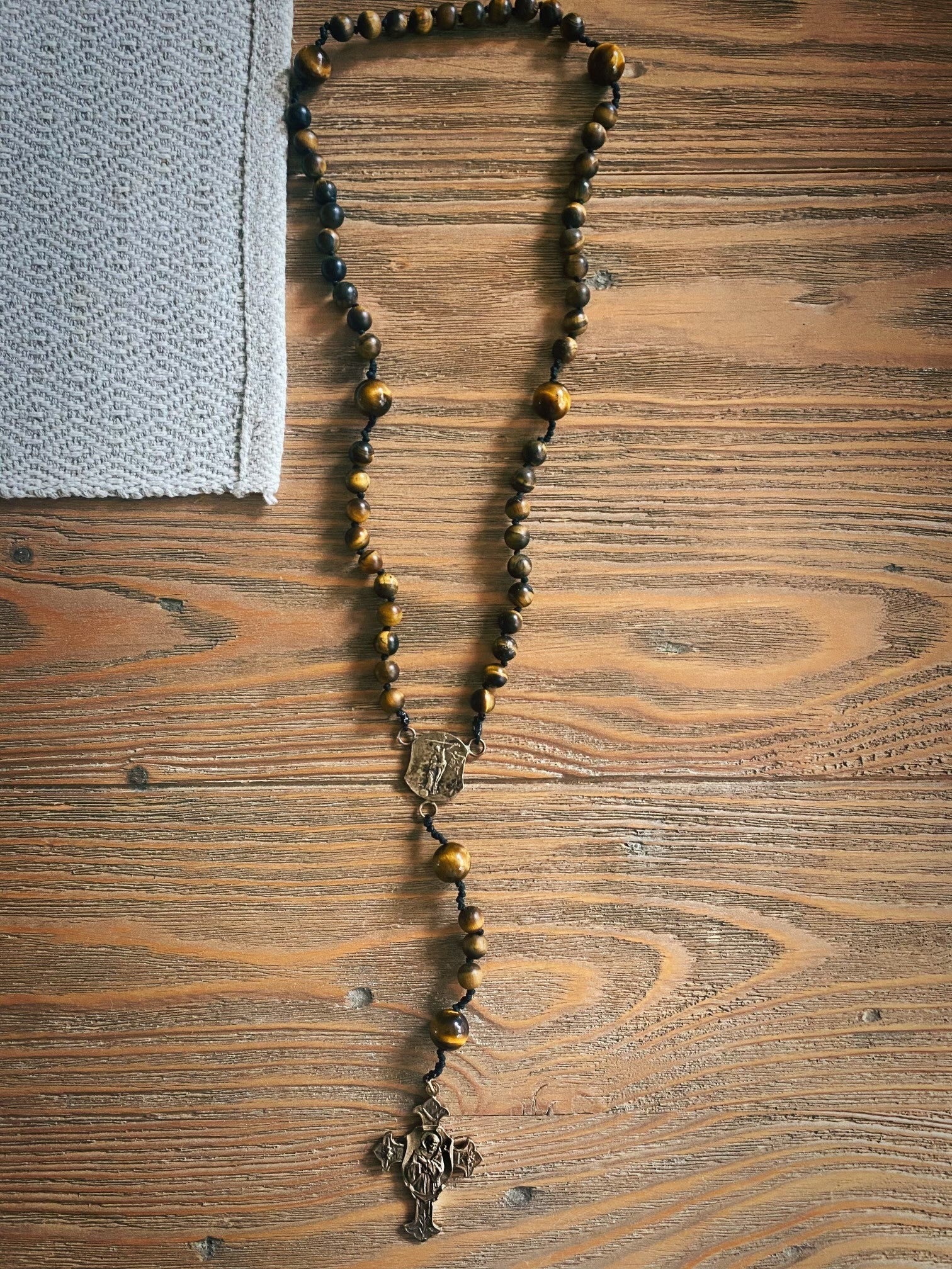 Tiger's Eye Rosary - St. Francis - Brother Wolf USA