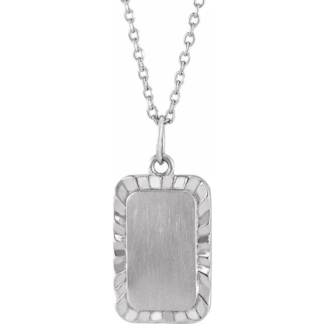 Sterling Silver Engravable Sunburst 16-18" Necklace