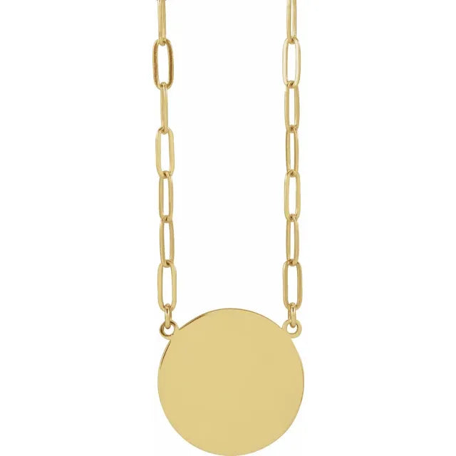 14K Yellow Engraveable Disc 16" Necklace