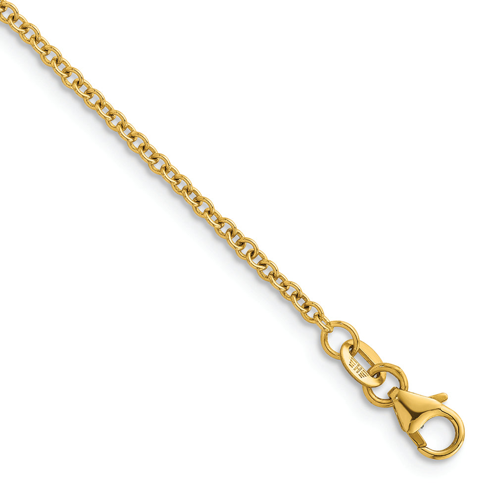 14KT Yellow 2mm Cable Chain