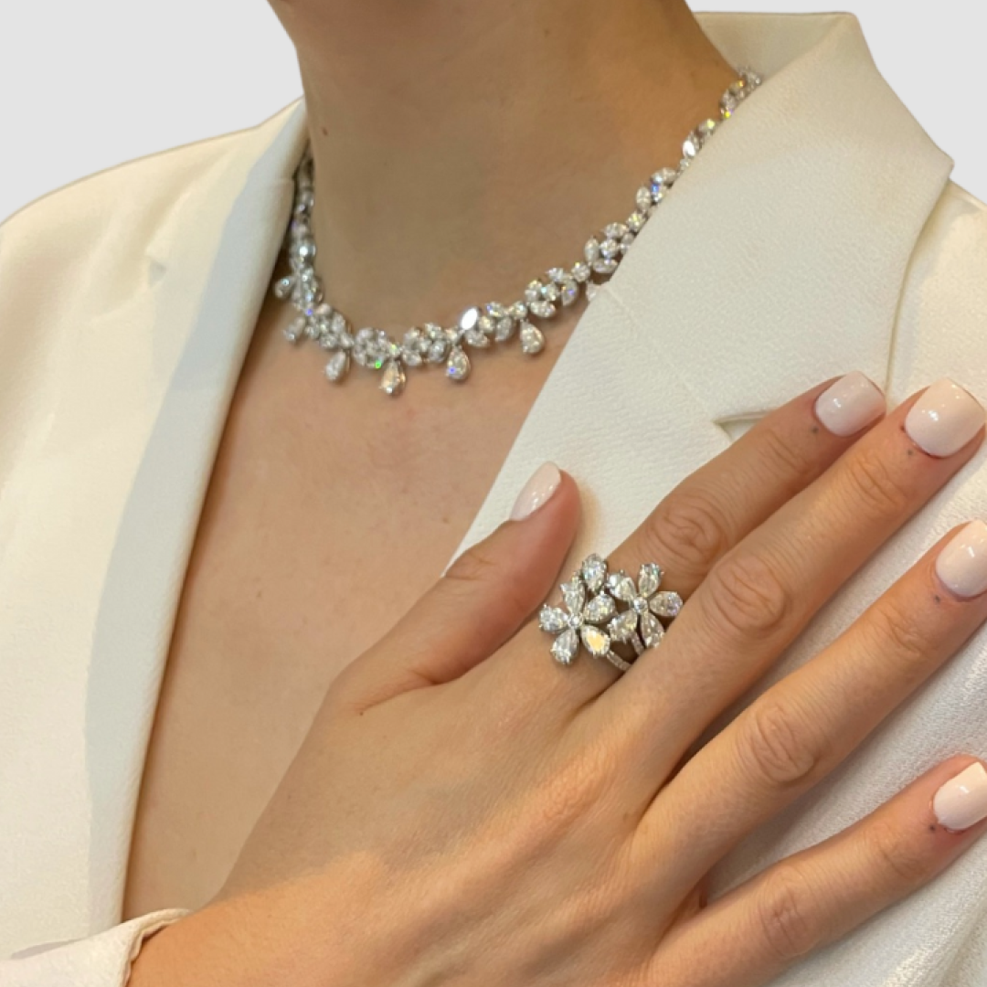 18k White Gold Floret Pavé Cocktail Ring