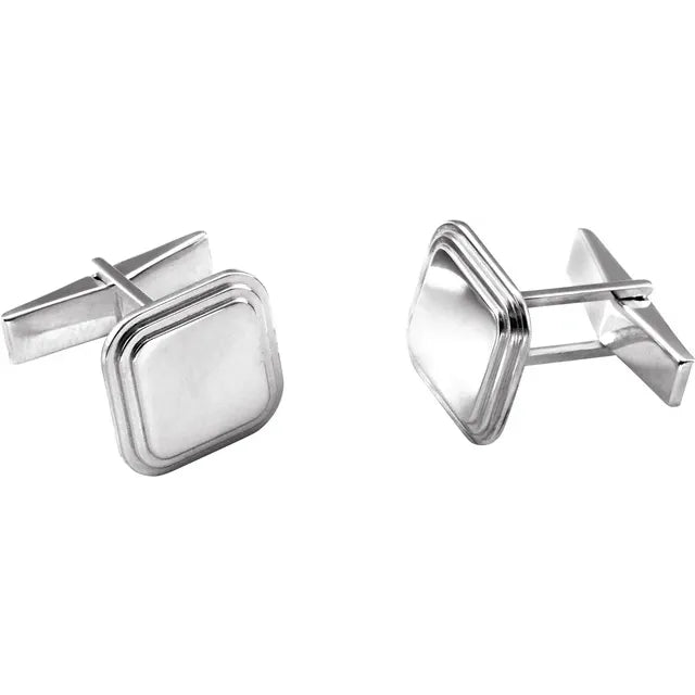 Sterling Silver Engravable Square Cuff Links