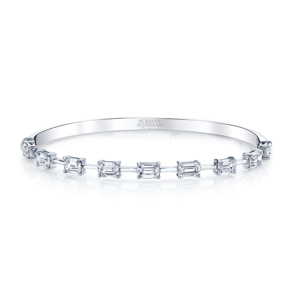 Hinged Bangle Bracelet with Emerald-cut Diamonds | Saint Liberty USA