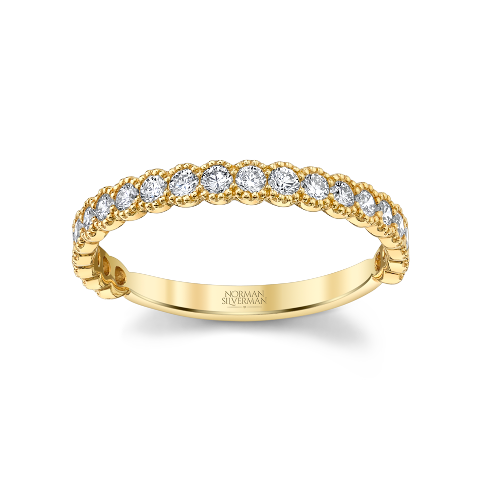 Brilliant Cut Diamond Halfway Eternity Band in Yellow Gold