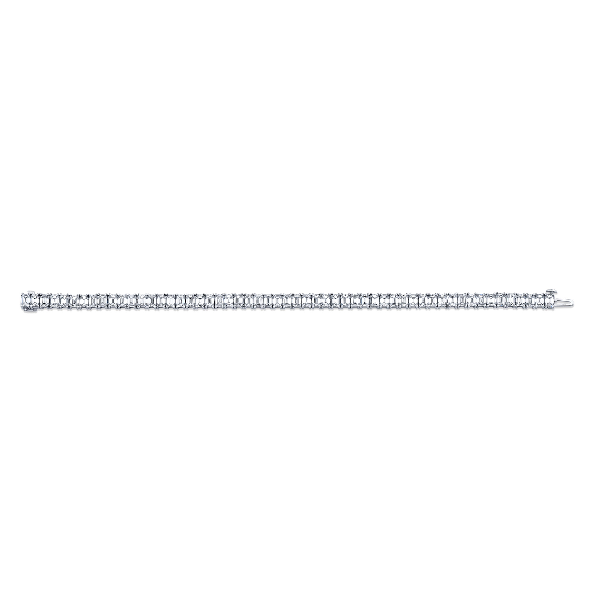 13.49 Carat Emerald Cut Straight Line Bracelet