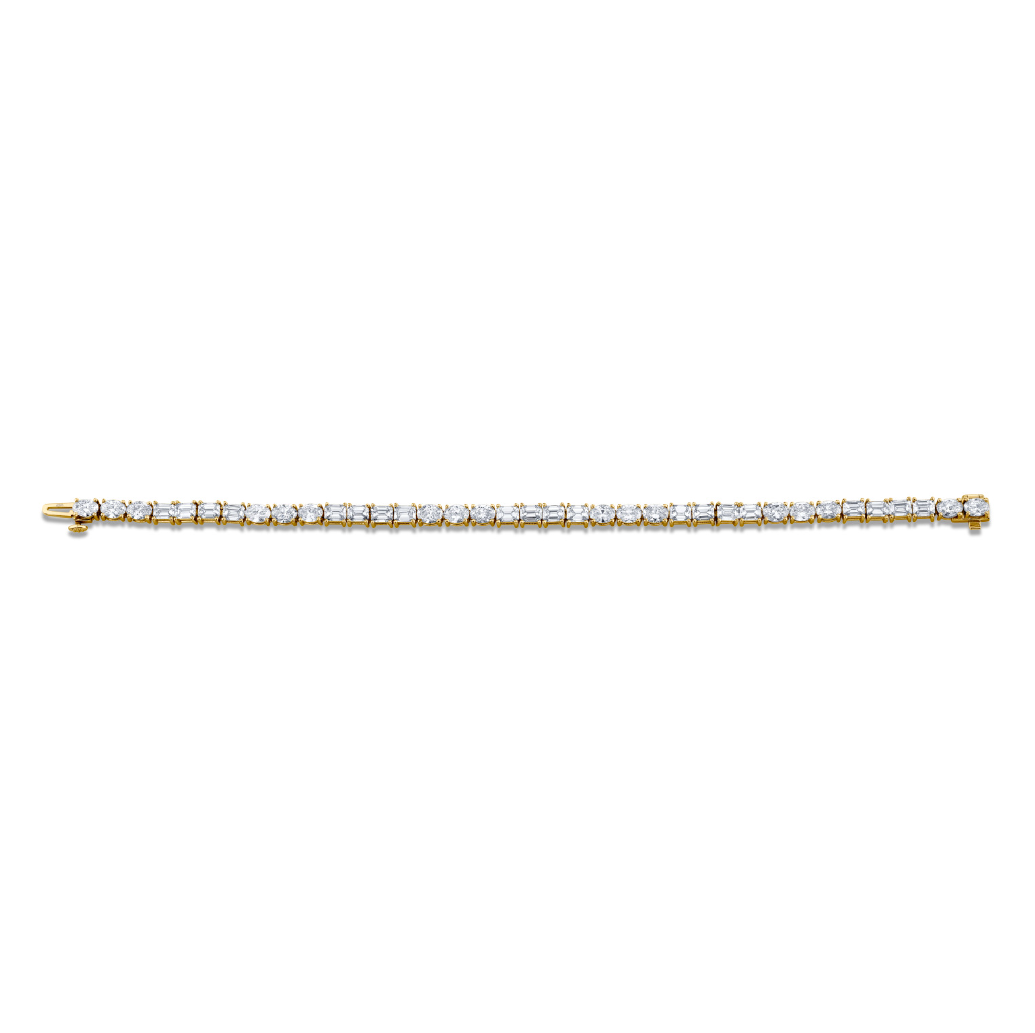 9.61 Carat 18k White Gold East-West Emerald and Oval Cut Bracelet
