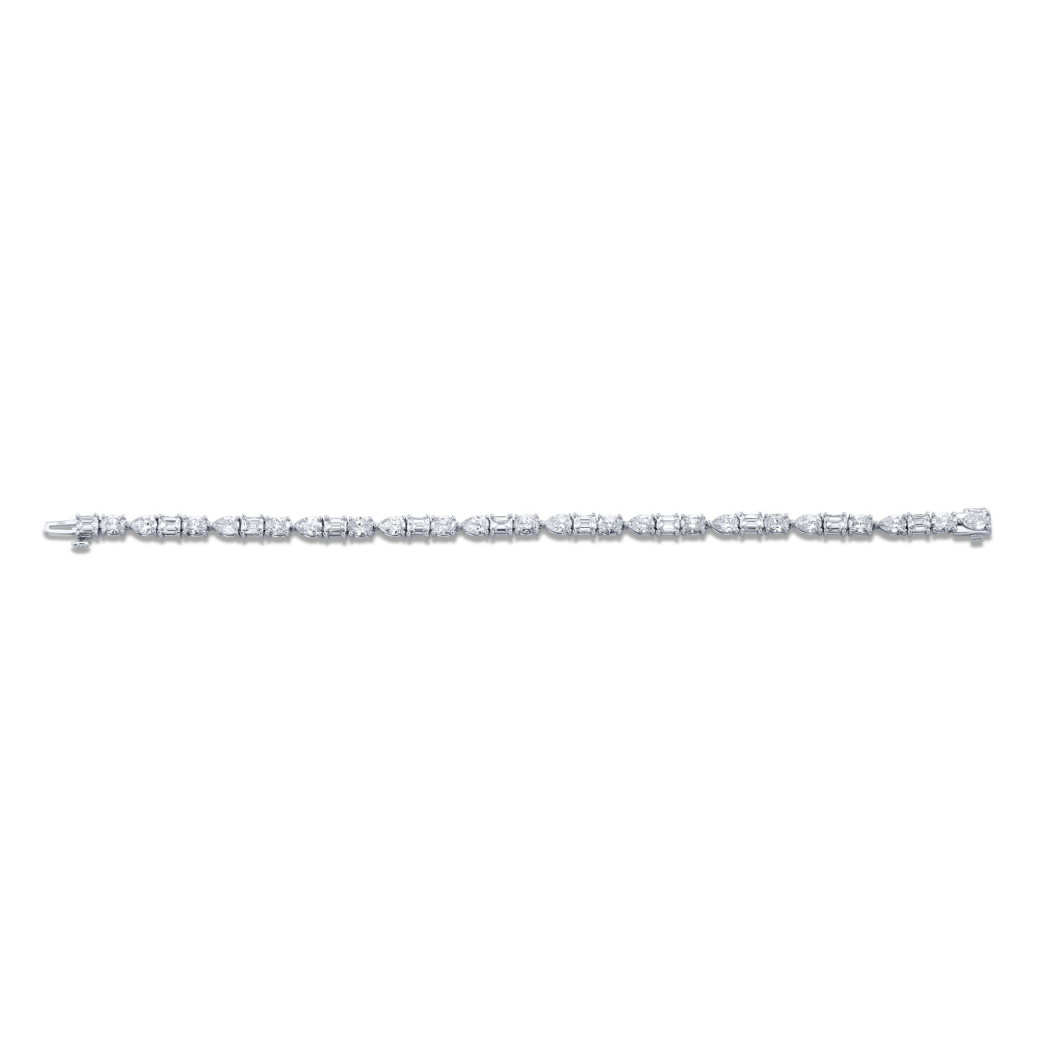 8.75 Carat 18k White Gold East-West Emerald and Oval Cut Bracelet
