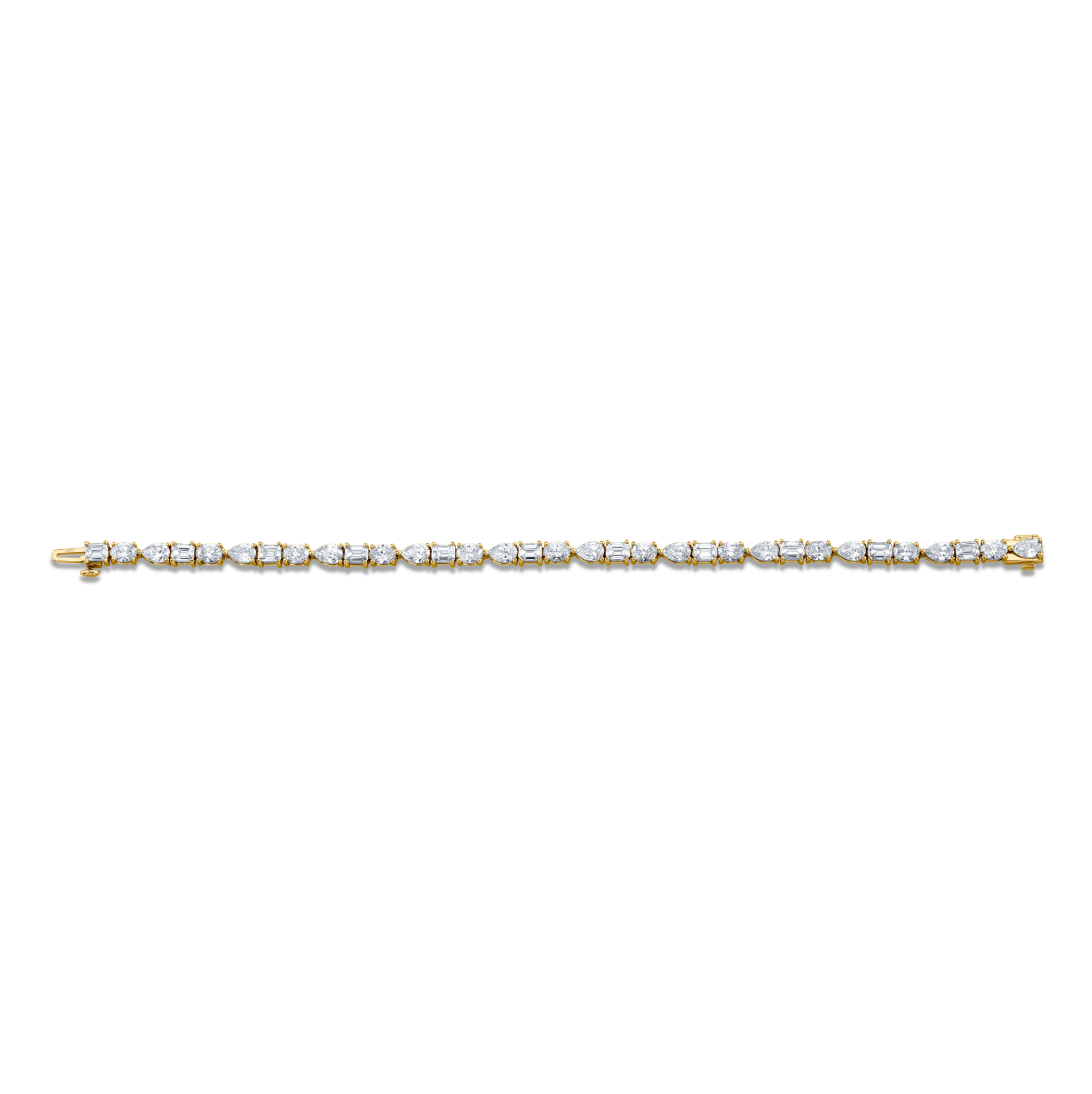 8.75 Carat 18k White Gold East-West Emerald and Oval Cut Bracelet