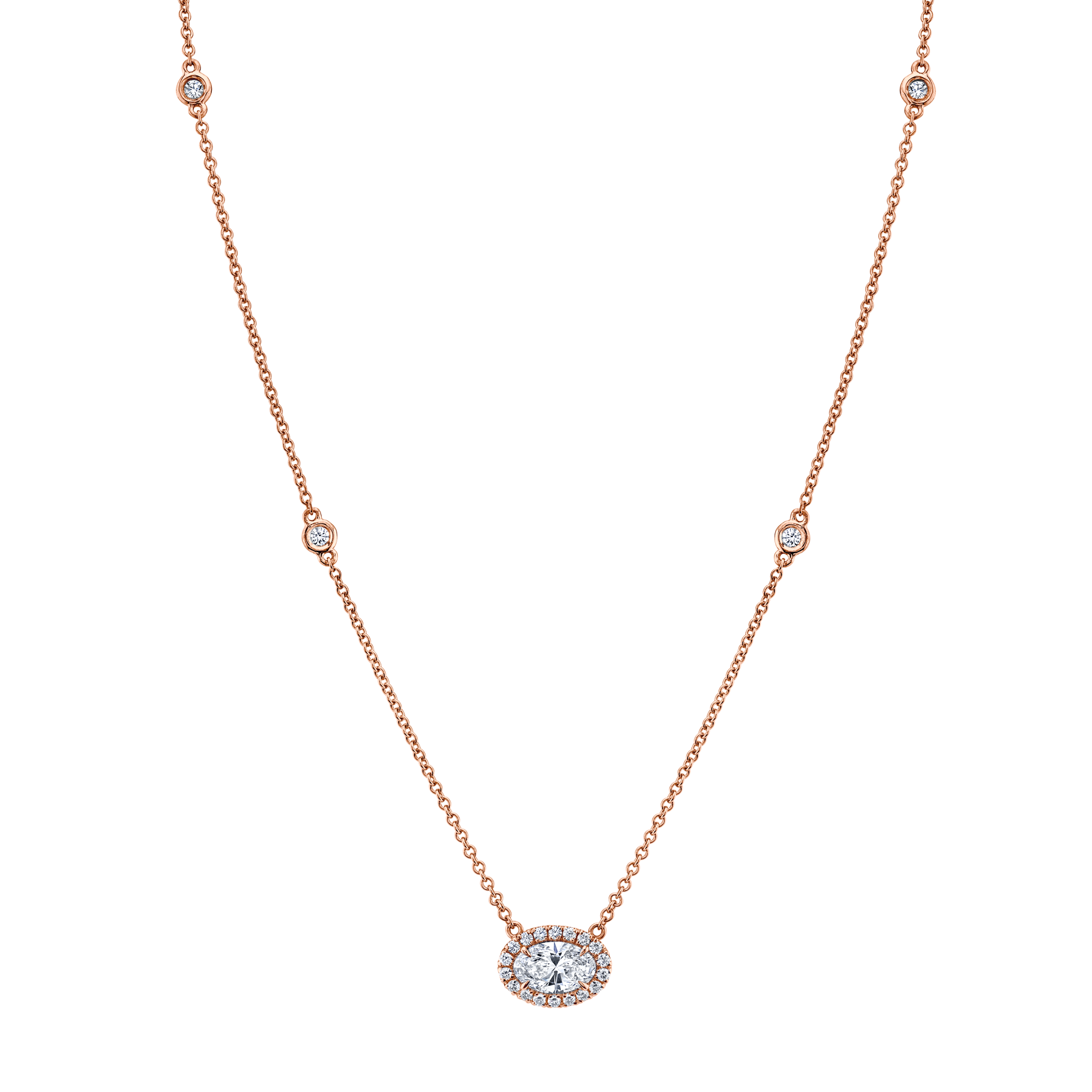 Petite Oval Cut Diamond Pendant