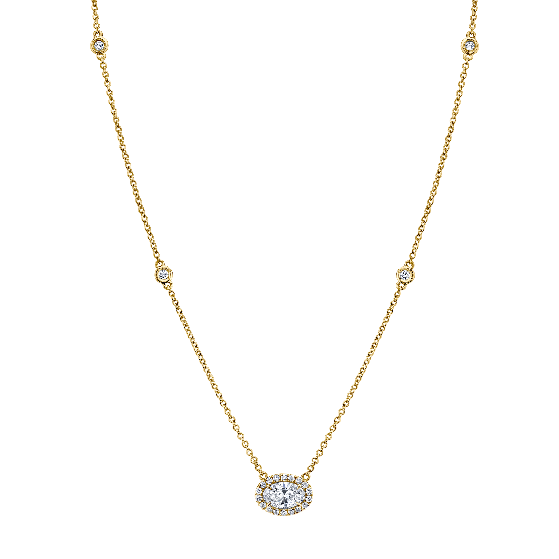 Petite Oval Cut Diamond Pendant
